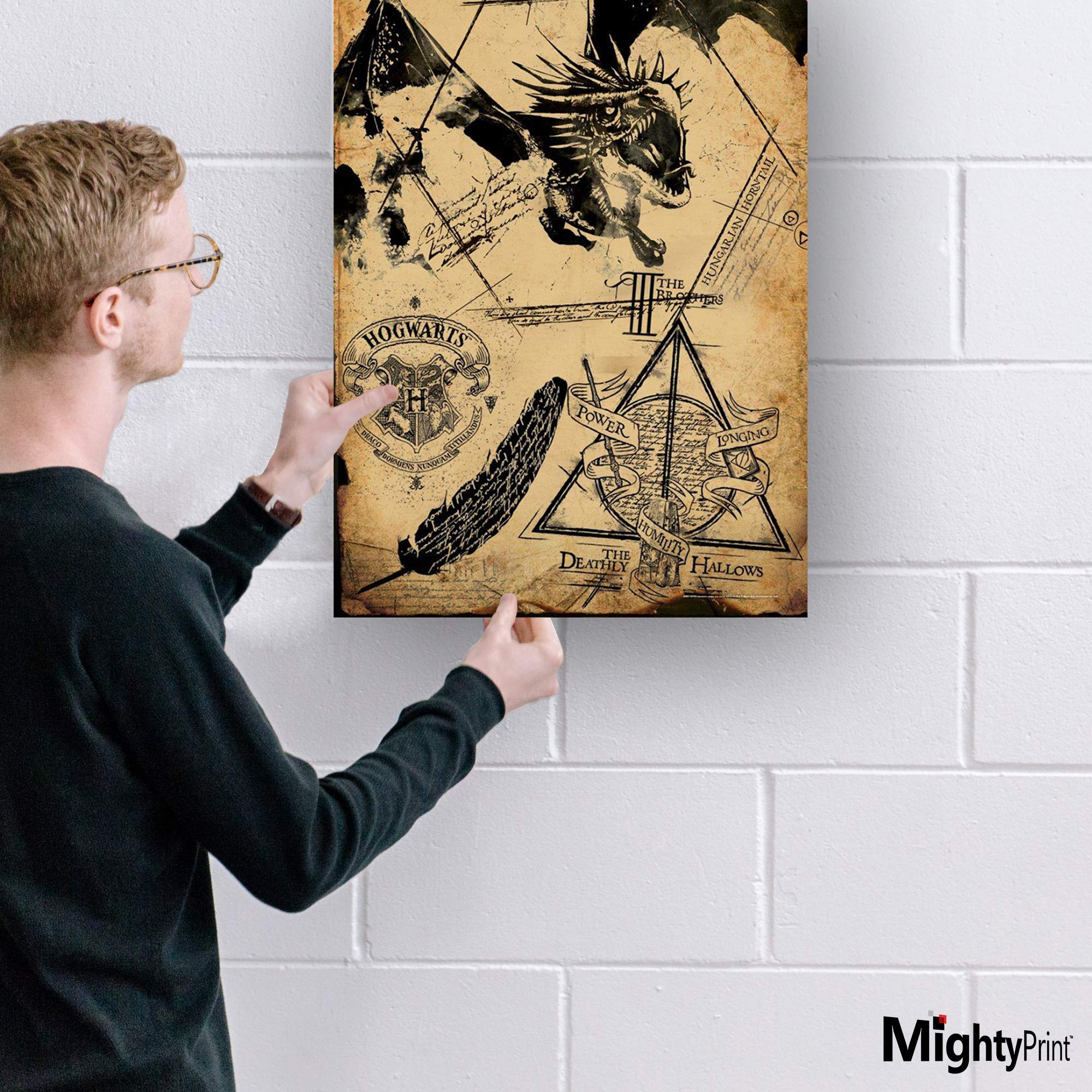Mightyprint Harry Potter - Deathly Hallows - The Three Brothers - Collage - Durable 17    X 24'' Wall Art - Not Made Of Paper -
