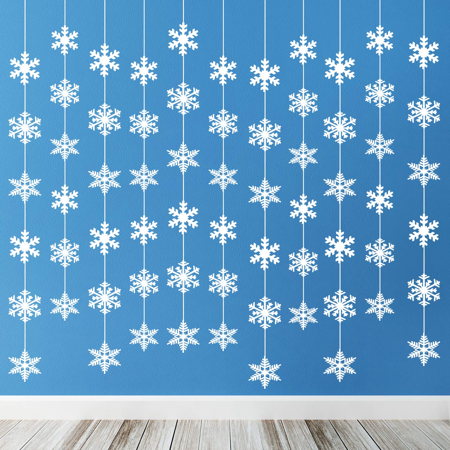 TUPARKA 12 Strings Snowflake Hanging Decorations Frozen Birthday Party Supplies Winter Wonderland Party Decorations White Christ