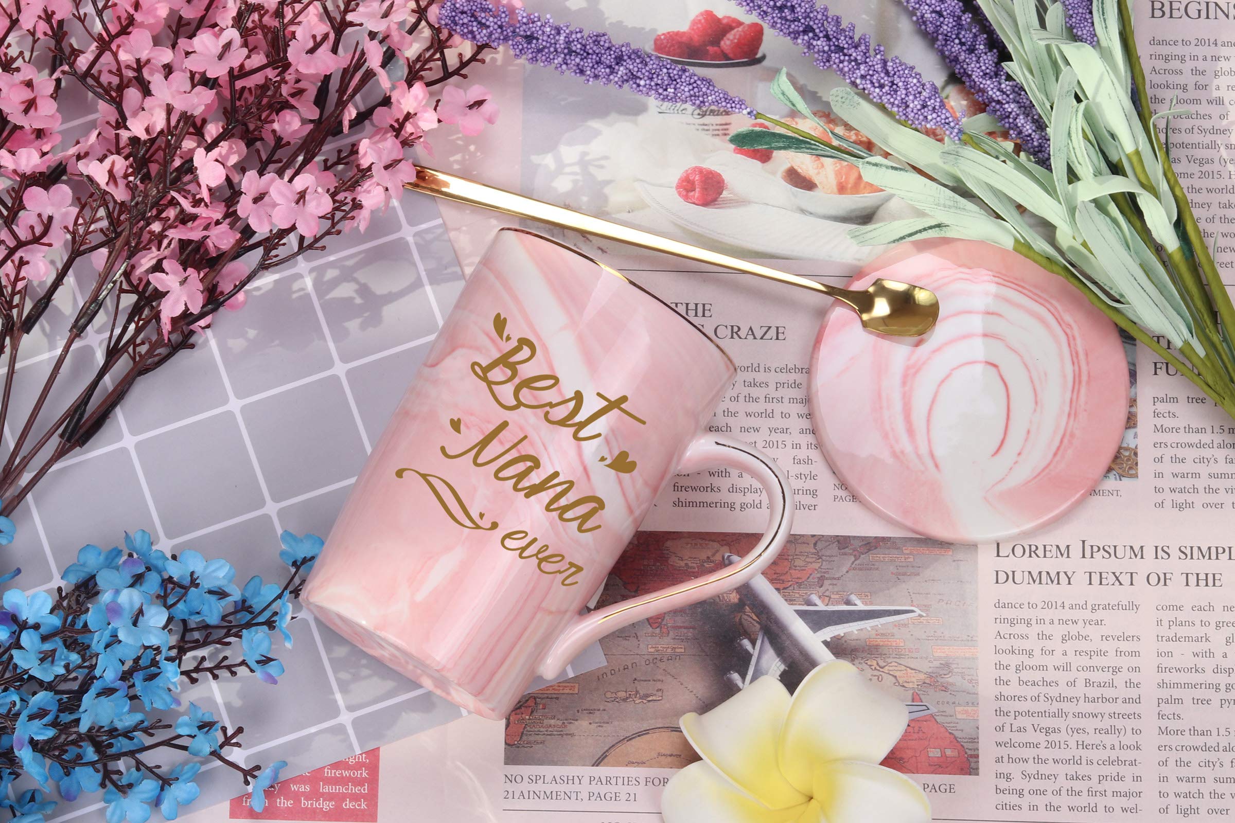 Best Nana Ever Mug Best Nana Coffee Mug Nana Mug Gifts Birthday Mothers Day Gifts for Mom Grandma from Grandkids Granddaughter Grandson Grandchildren Gifts 14 Ounce Pink with Gift Box