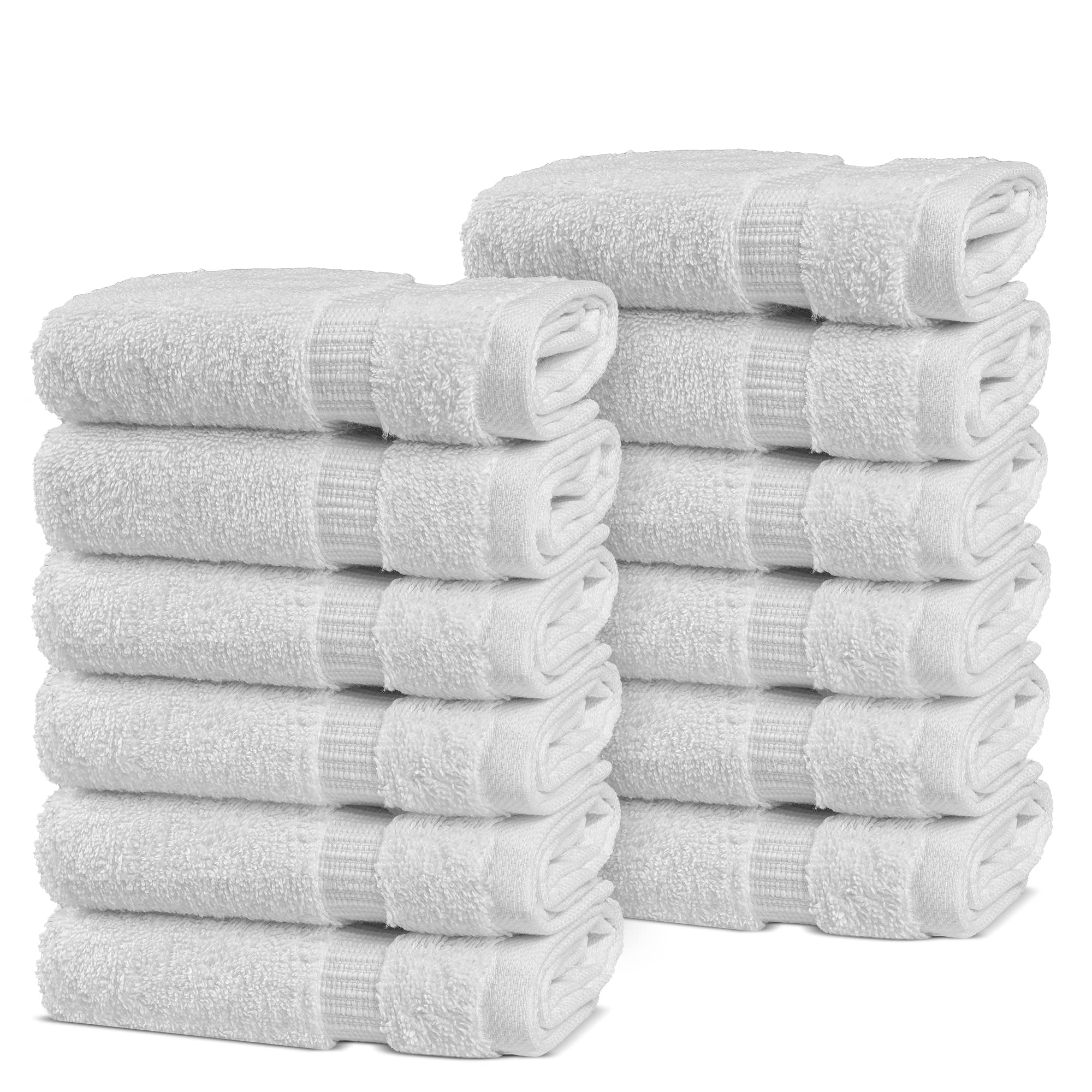 Chakir Turkish Linens | Hotel & Spa Quality 100% Cotton Premium Turkish Towels | Soft & Absorbent (12-Piece Washcloths, White)