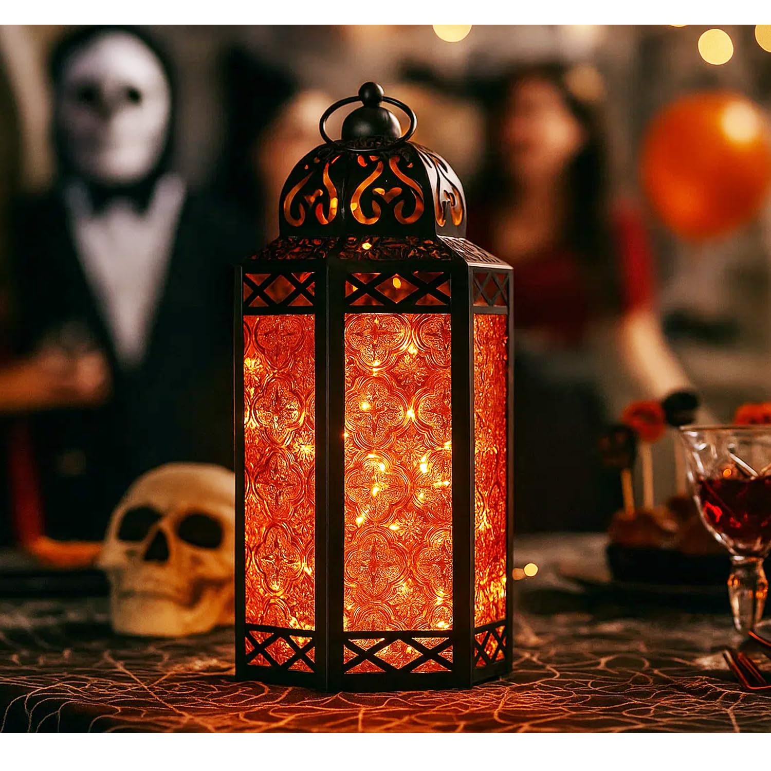 VELA LANTERNS 12 Metal Moroccan Decorative LED Fairy Lights Candle Lantern Holders for Hanging or Table, Indoor Home Decor, Outd