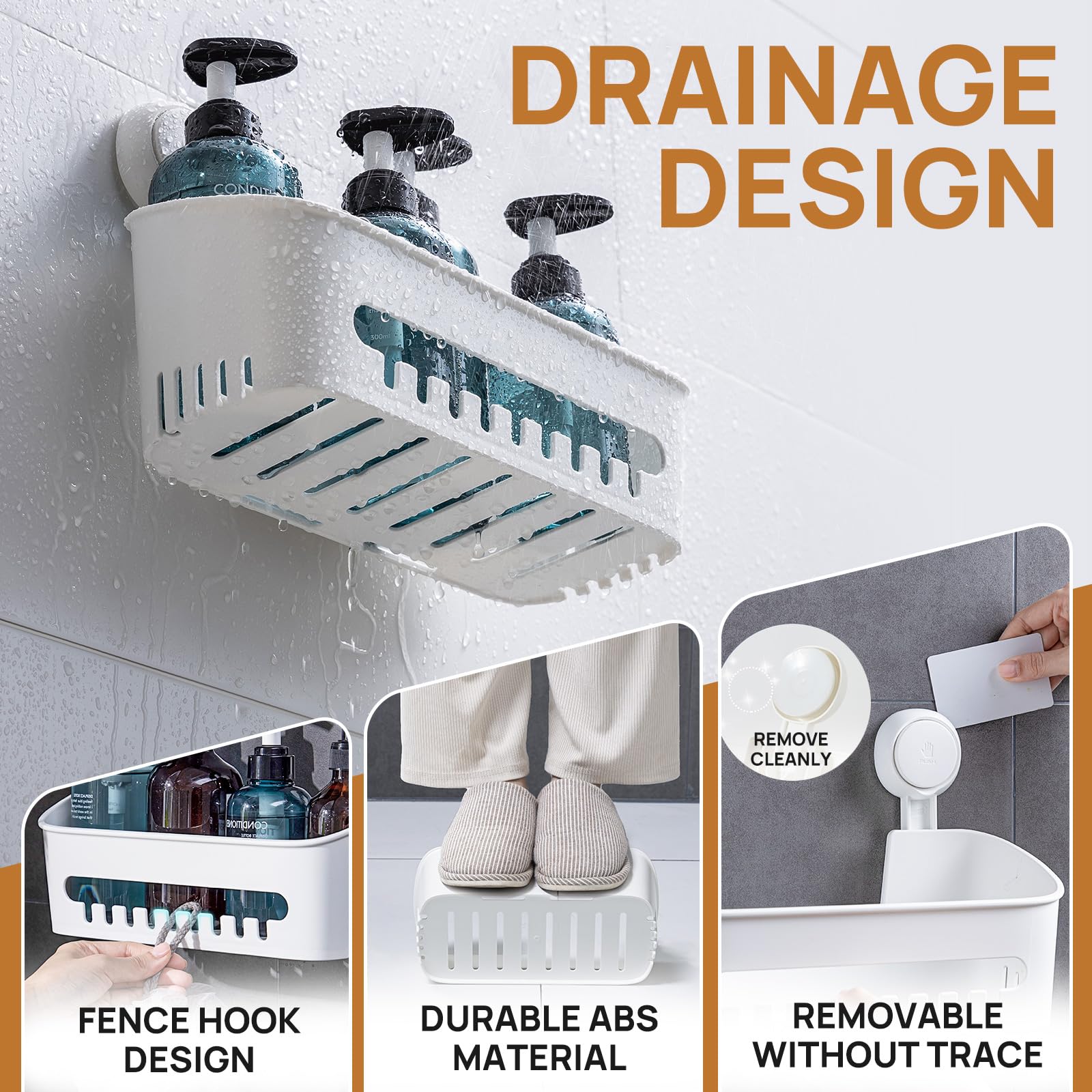 Leverloc Shower Caddy Suction Cup Shower Shelf Shower Basket Suction Pack Of 2 One Second Installation Removable Powerful Suctio