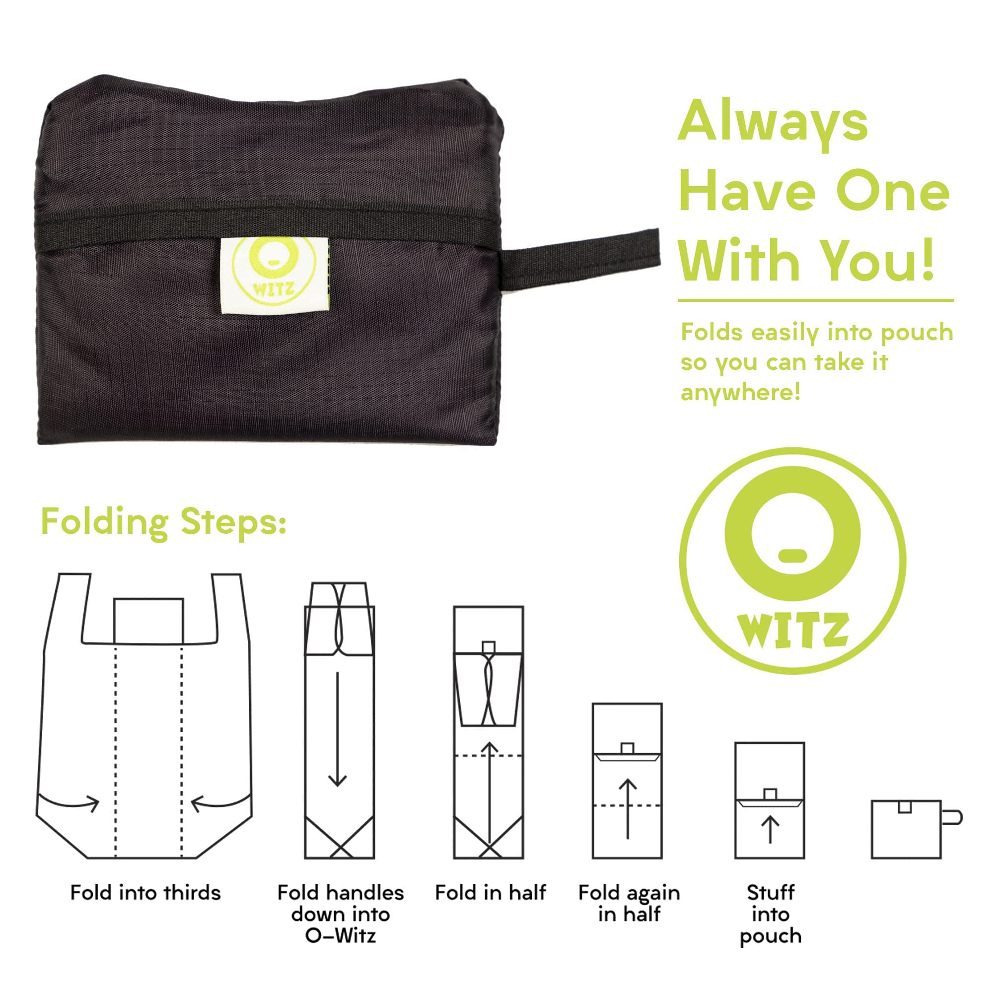 O-Witz Reusable Grocery Bags | Vibrant Tote Bag For Groceries, Gym, Beach Gear, Toys & More | Washable Design With Large Handles