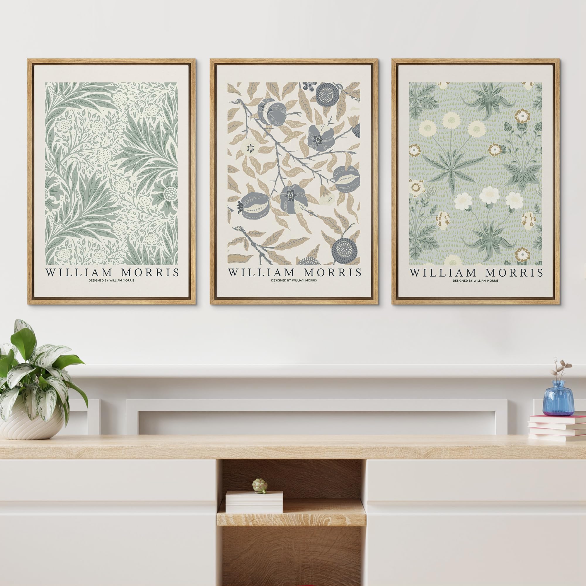 Wall26 Framed Canvas Print Wall Art Set William Morris Flower Market Exhibition Poster Nature Wilderness Illustrations Modern Ar