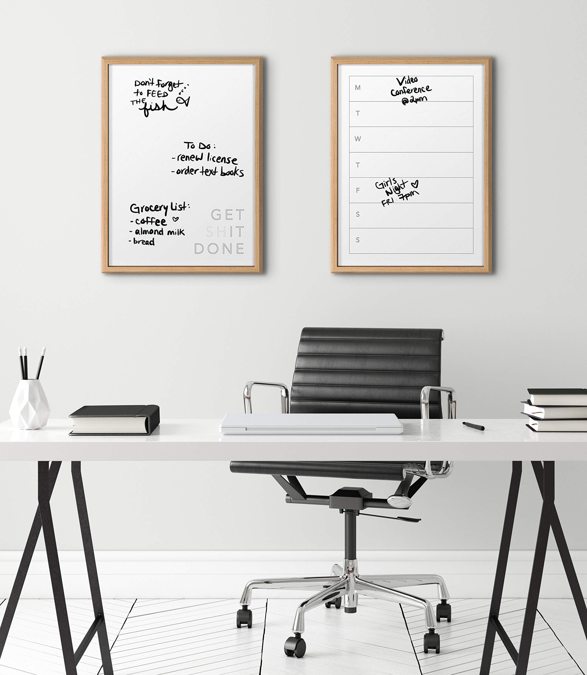 Kate And Laurel Blake Get It Done Framed Printed Printed Dry-Erase Glass Wall Art By The Creative Bunch Studio, 18X24 Natural, I