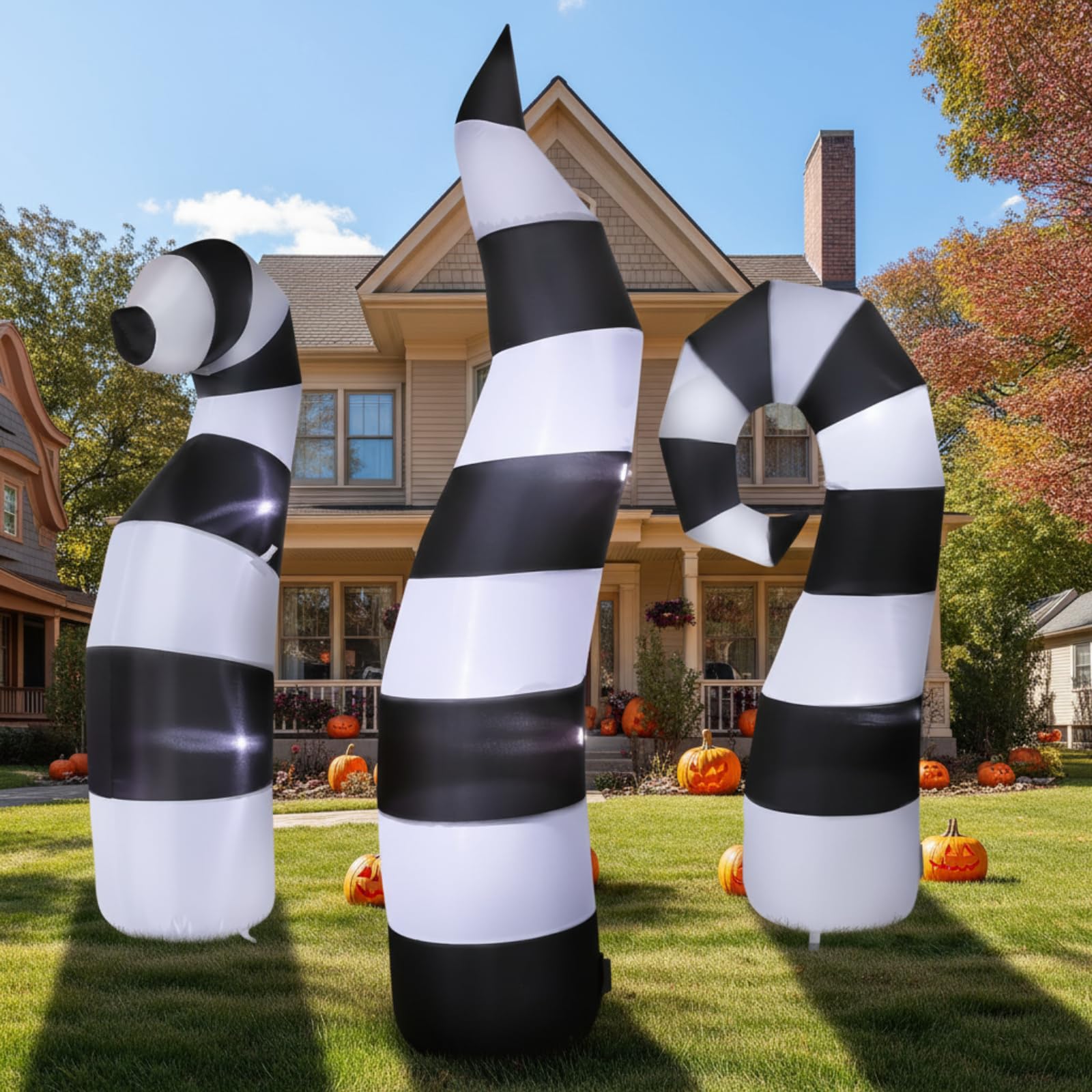 Leyndo 3pcs Halloween Sandworm Inflatables Decoration 6 ft Light Giant Yard Lawn Snake Decor with Build in LED Sandworm Blow up