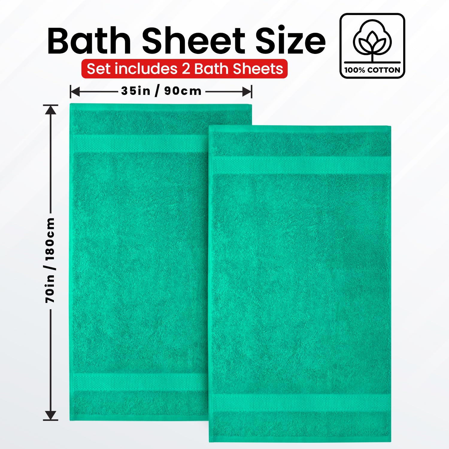Infinitee Xclusives Premium Green Bath Sheets Towels For Adults - 2 Pack Extra Large Bath Towels 35X70-100% Soft Cotton, Absorbe