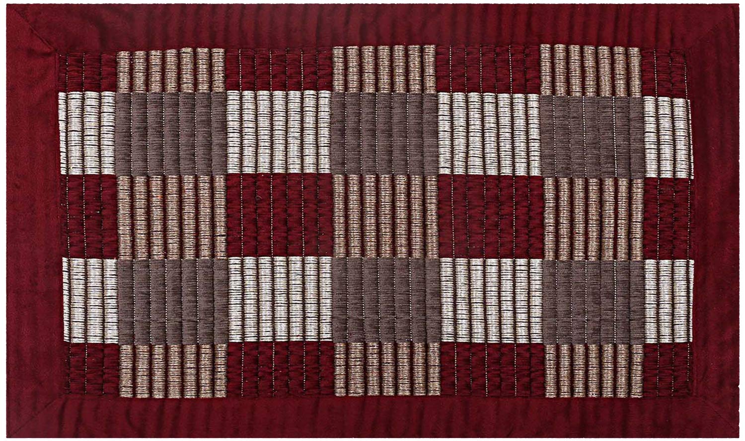 Kuber Industries Checkered Design Reversible Polyester Door Mat 22''X16'' (Maroon)-Ctktc14376