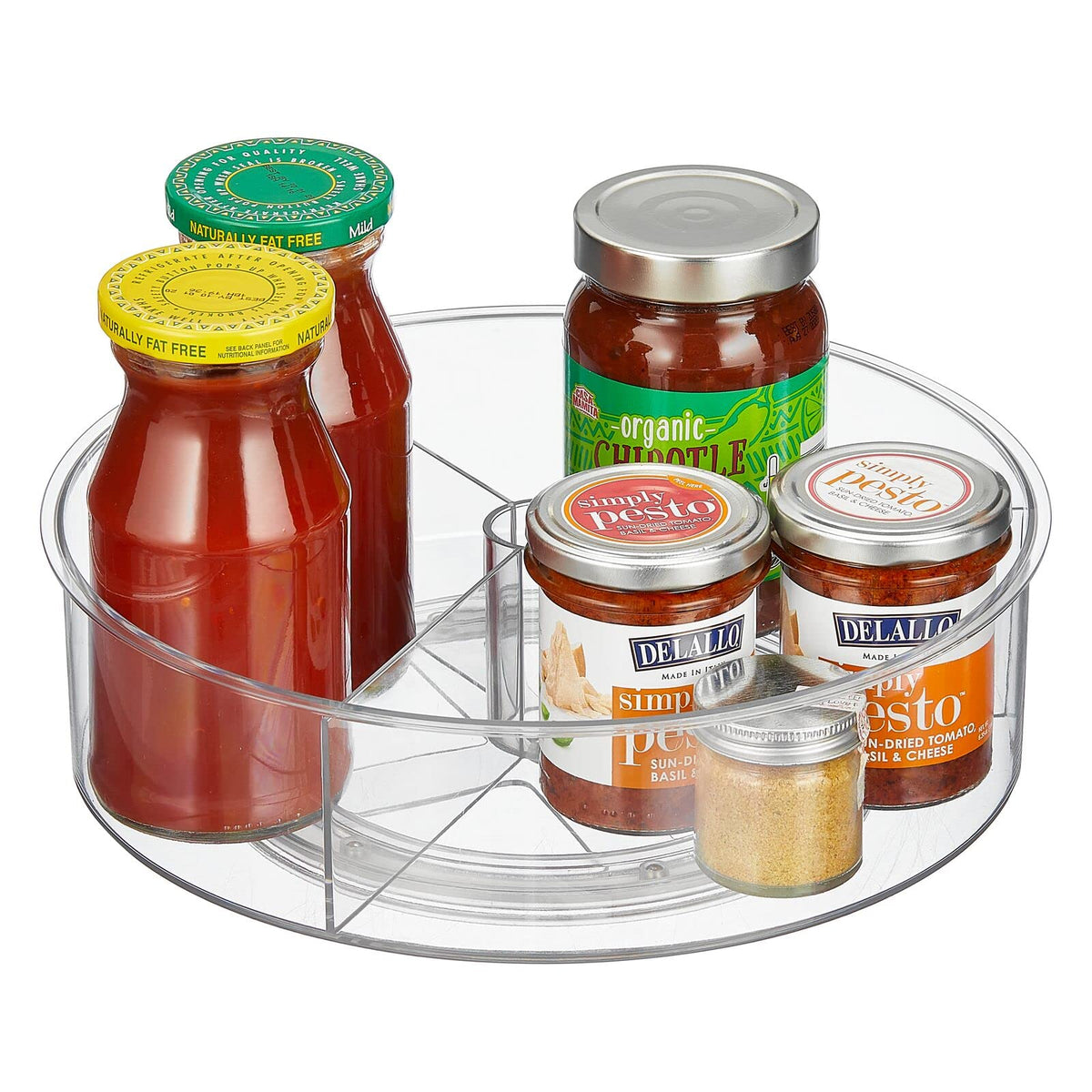 Mdesign Lazy Susan Turntable Divided Spinner For Kitchen/Bathroom, Pantry, Fridge, Cupboards Organizing, Fully Rotating Organize