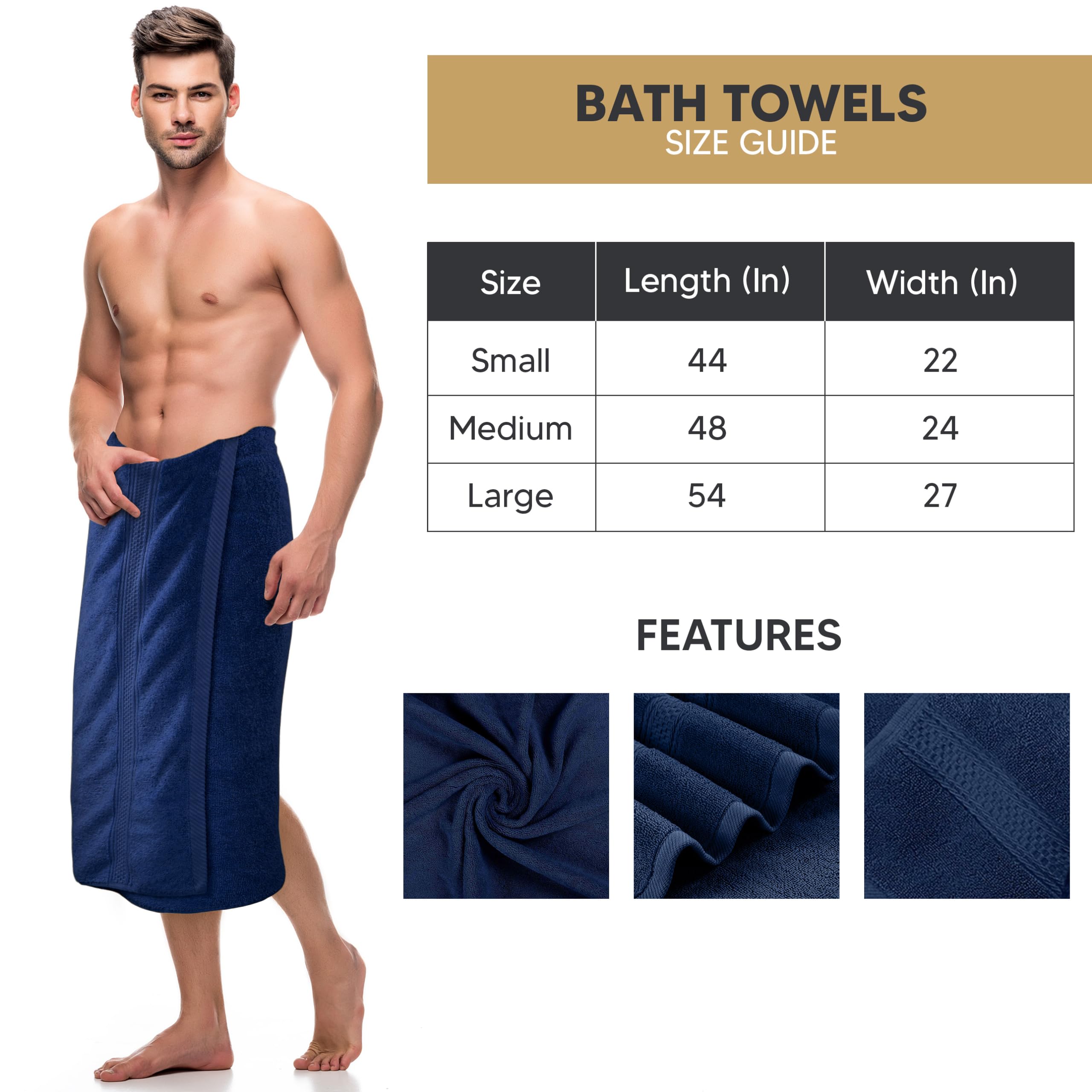 Utopia Towels 4 Pack Premium Bath Towel Set  (27 x 54 Inches) 100% Ring Spun cotton 600gSM  Lightweight and Highly Absorbent Quick Drying Towels  Perfect for Daily Use (Navy)
