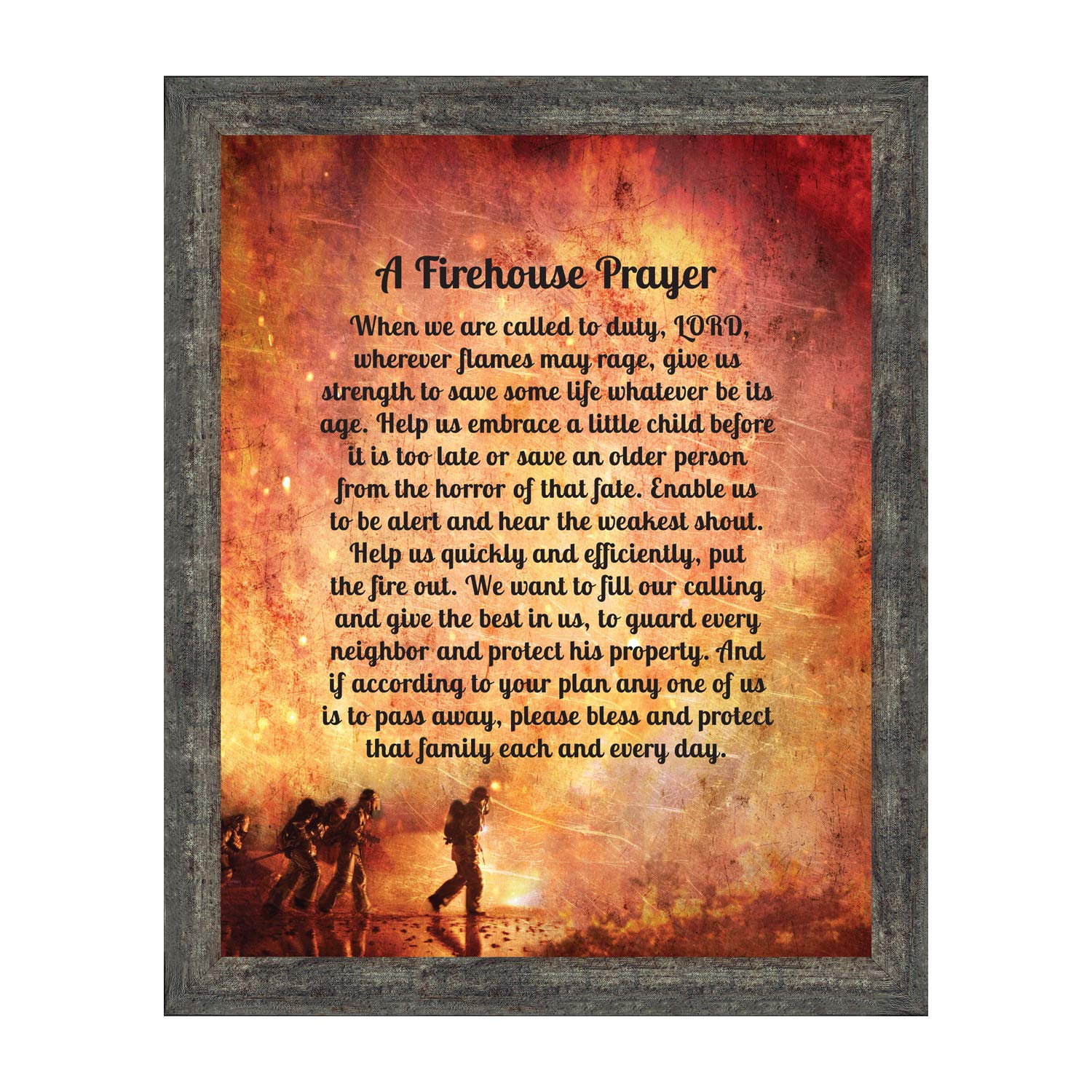 Crossroads Home D  Cor Firemans Prayer Picture Frame, Firefighter Decor, Firefighter Graduation Present, 2107Bw