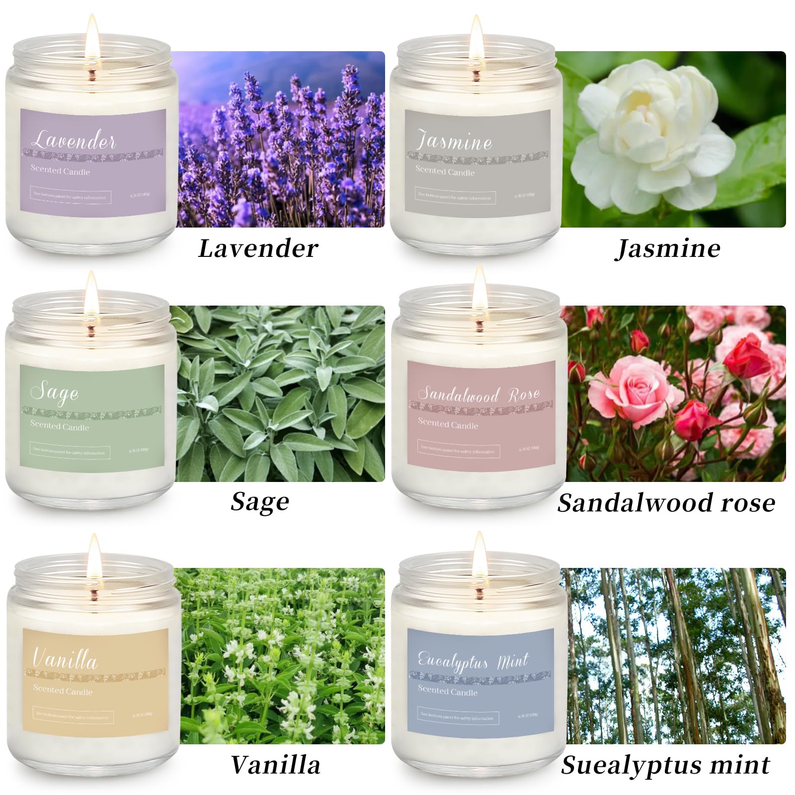 6 Pack Candles for Home Scented Aromatherapy Candles Gifts Set for Women, Lavender Candle, 37.8 oz 300 Hour Long Lasting Candles