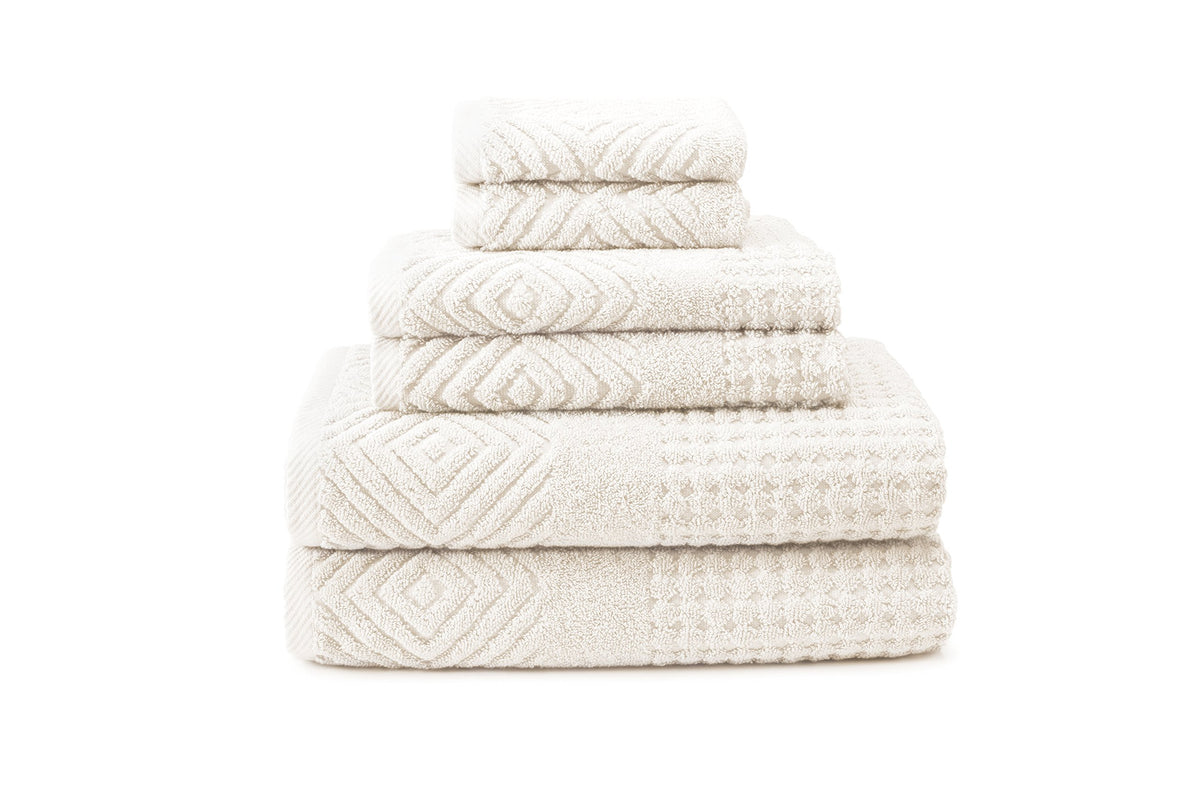 Texere 100% Organic Cotton Jacquard 650 Gsm Premium Bath Towel Set - Extra Absorbent Quick Dry And Plush (Cable, Light Taupe, 2