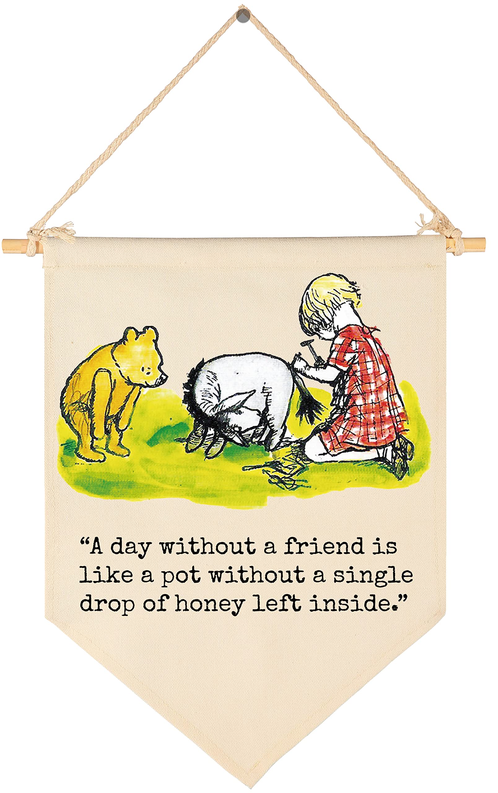 A Day Without A Friend-Christmas Birthday Party Bunting-Baby Gift Shower-Winie Wall Flag Decor Gift The Pooh-Banner Sign Gift Fo