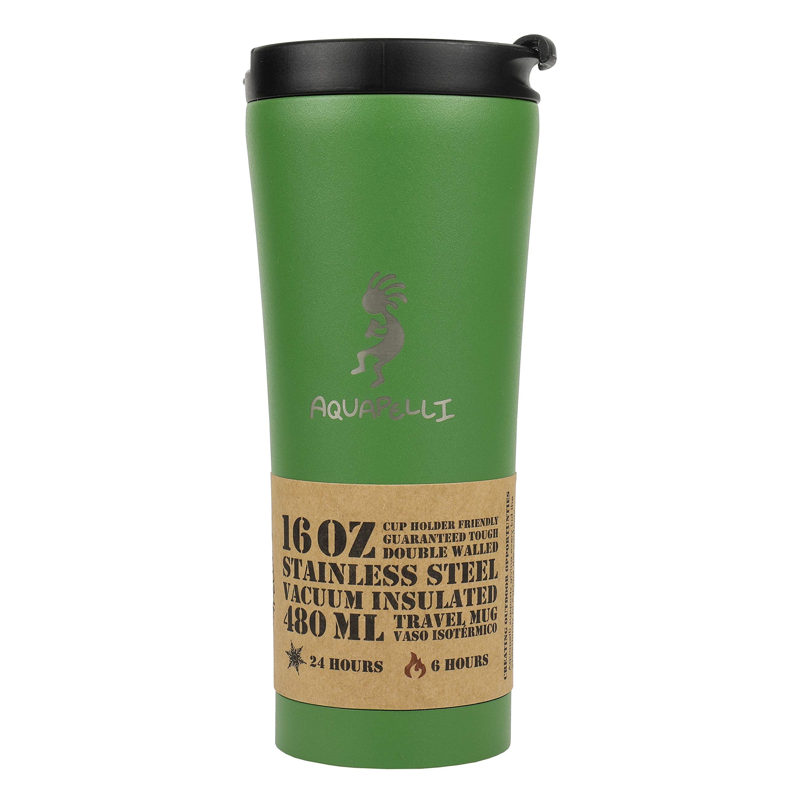 Aquapelli Vacuum Insulated Travel Coffee Mug, 16 Ounces, Willow Green