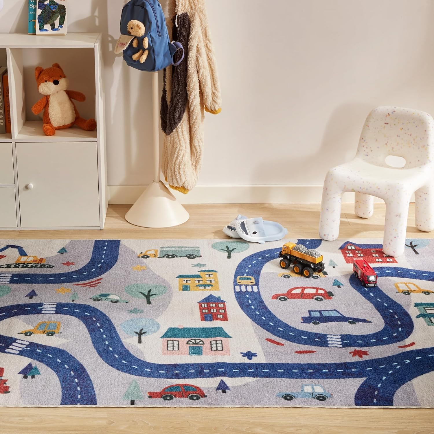 Machine Washable Non Slip Kids Rugs for Living Room & Bedroom - City View