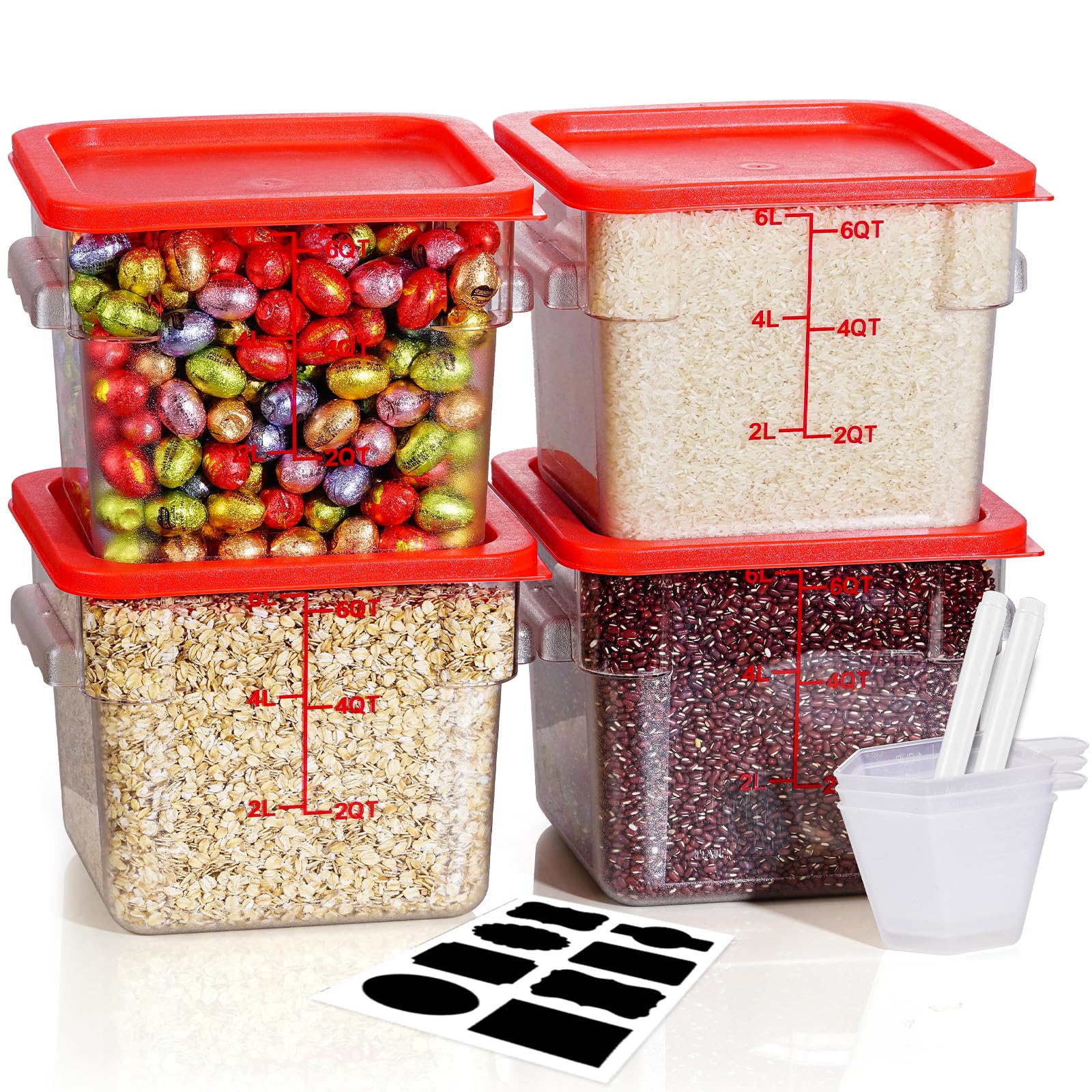 Svklhy 6Qt Clear Food Storage Containers: 8 Pcs[Food Grade][Hot&Cold Resistant] Nsf Food Storage Containers With Lids For Home R