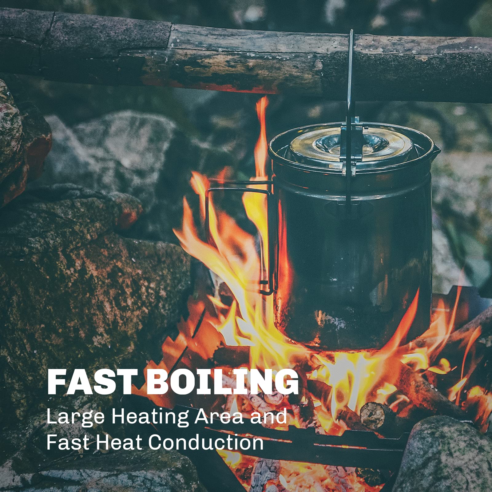 Fire Maple Antarcti 1.2L Camping Pot with Lid | SUS304 Stainless Steel Bushcraft Gear | Hangable Campfire Cooking Equipment