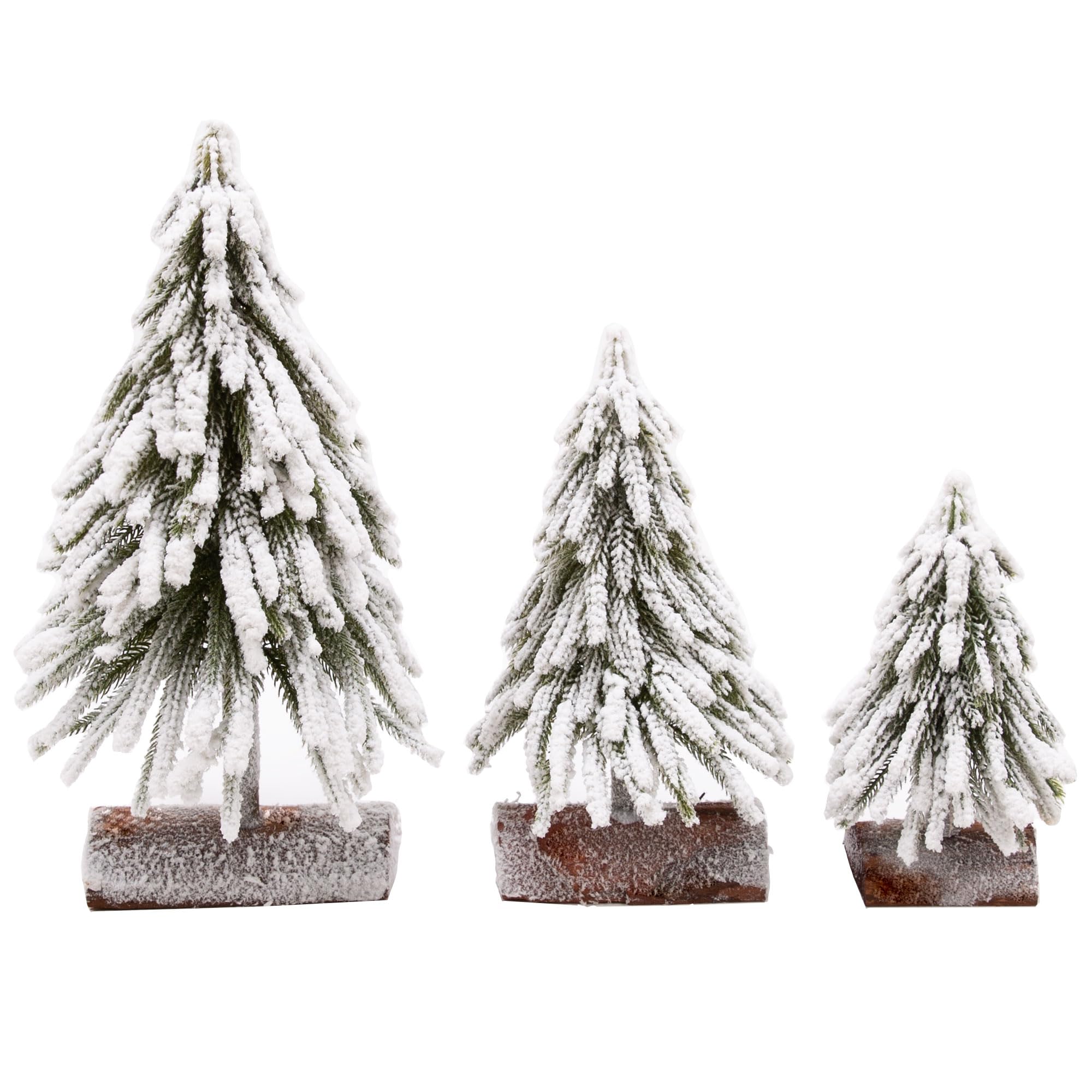 VGIA 6pcs Mini Christmas Tree Small Christmas Tree Artificial Separate Tabletop Trees with Spray Snow Wooden Bases for Winter Vi