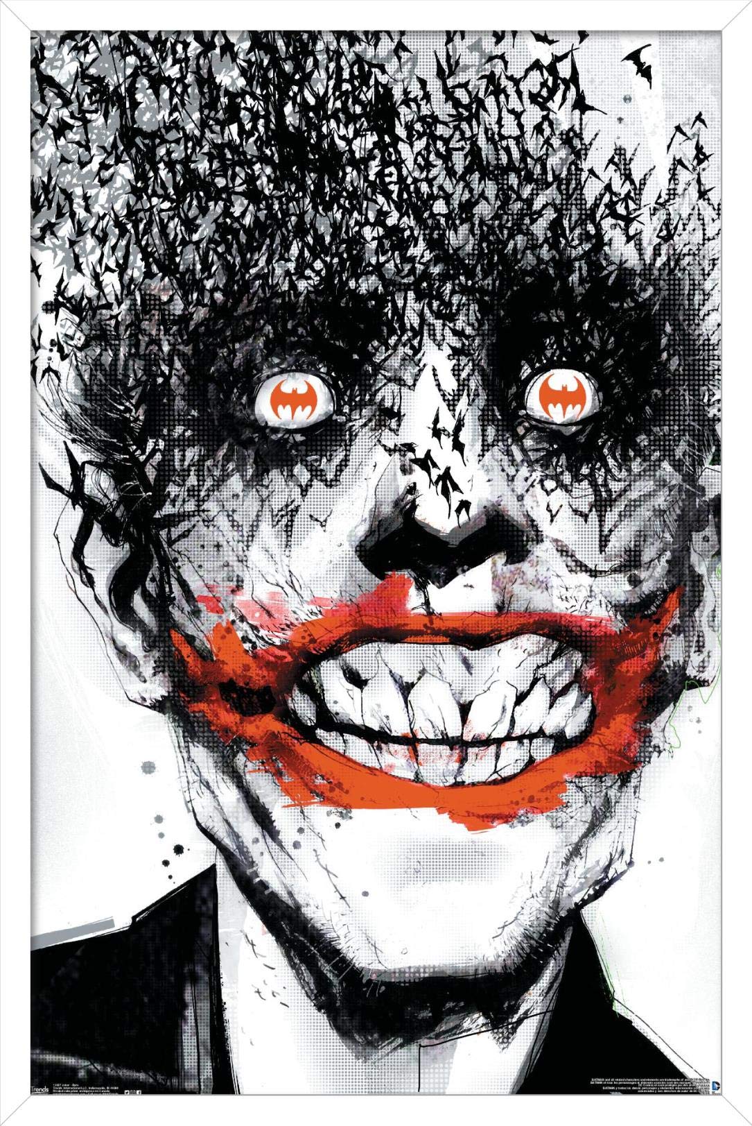 Trends International Dc Comics - The Joker - Bats Wall Poster, 22.375'' X 34'', White Framed Version