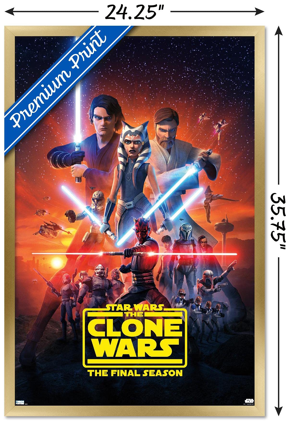 Trends International Star Wars: The Clone Wars - Season 7 Key Art Wall Poster, 22.375'' X 34'', Gold Framed Version