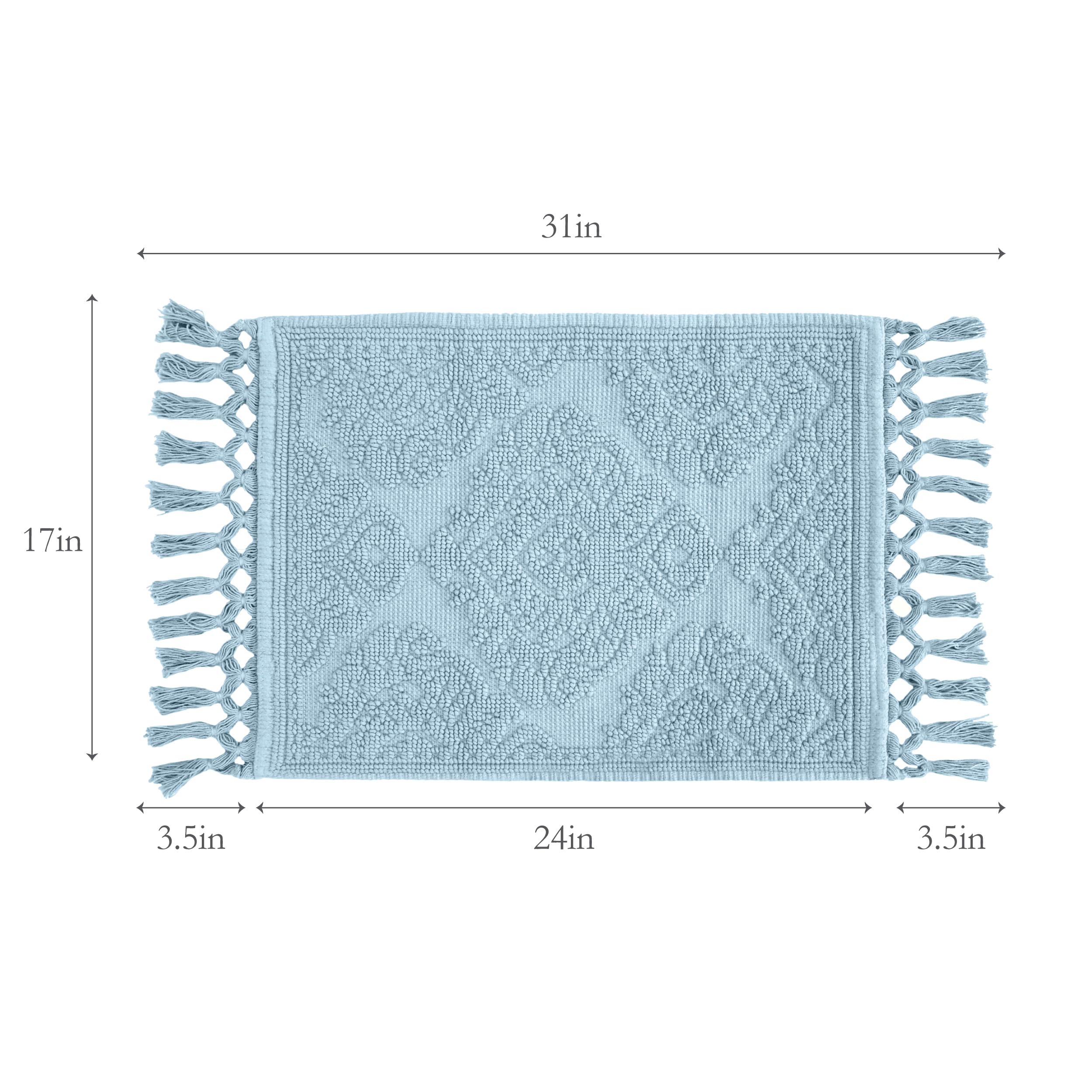 Jean Pierre - Ricardo Bath Mat, Woven Fringe Bathroom Rugs, 100% Cotton, Premium Bathroom Decor - Measures 17'' X 31'' - Light B
