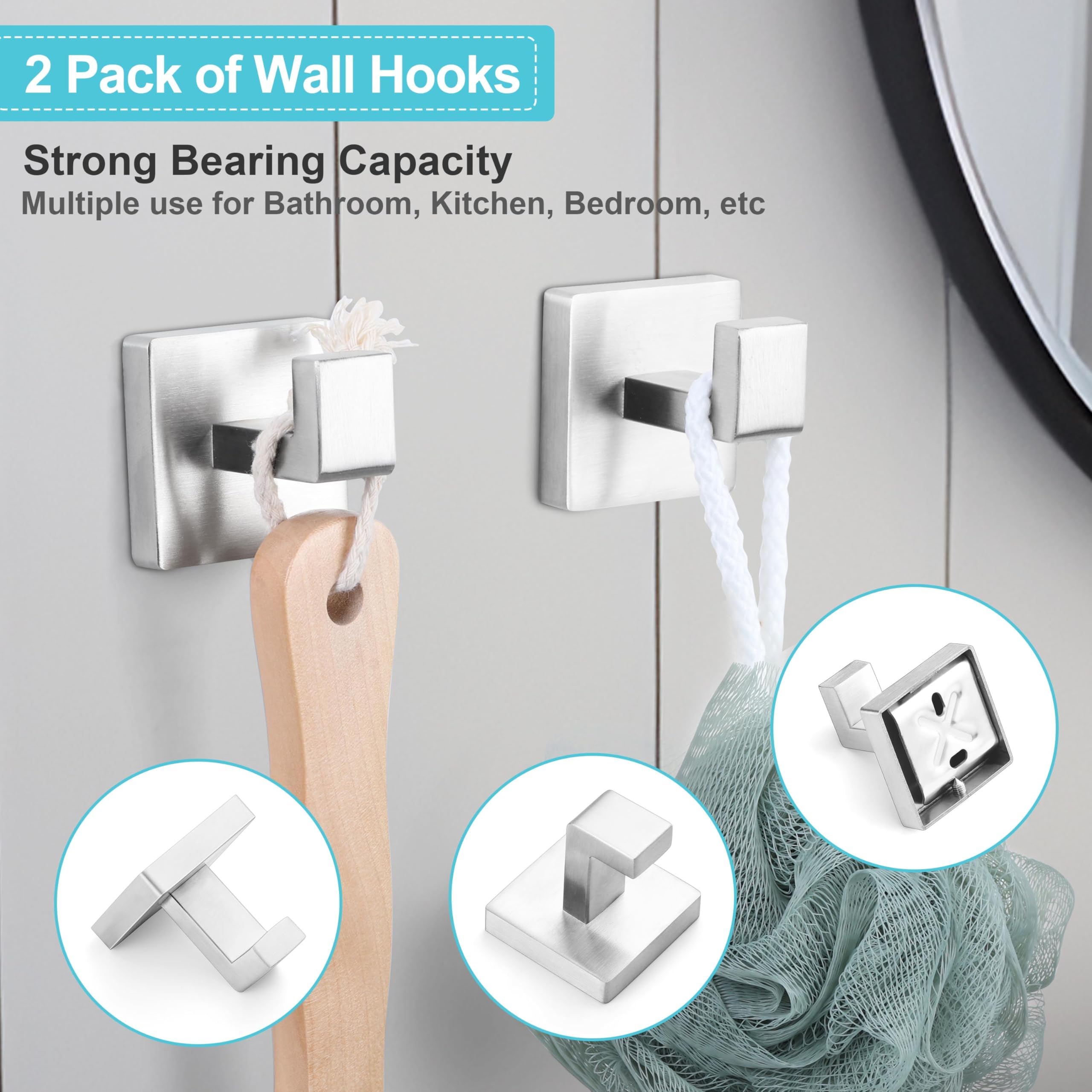 Herogo 5 Pieces Bathroom Accessories Set, 23.5 Inch Brushed Nickel Bathroom Hardware Set, Including Toilet Paper Holder, Hand To