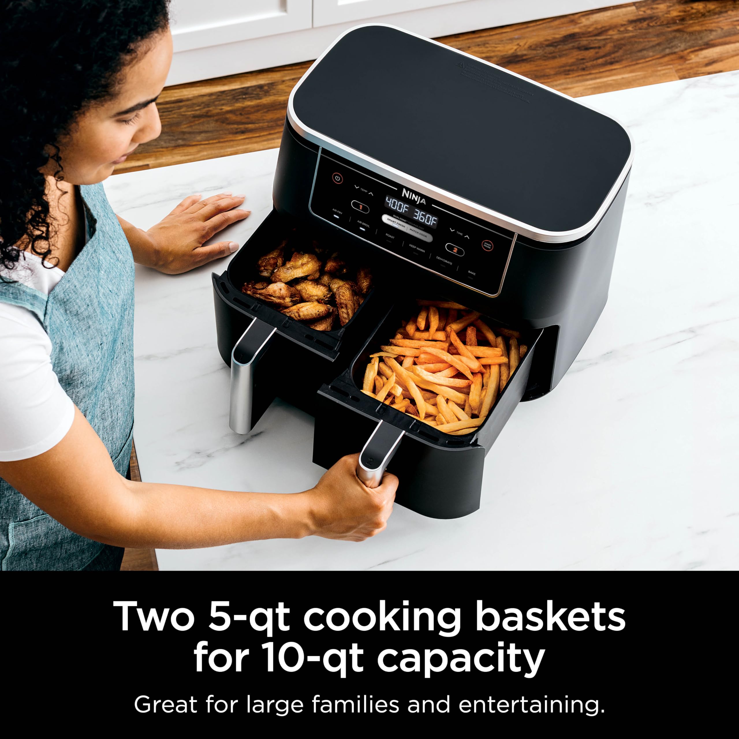 Ninja Air Fryer, Roast, Bake, Air Fry, Crisps, Broil, Reheats, Keep Warm, 10-In-1, Fries, Frozen Food, Veggies, And Meat, Quick