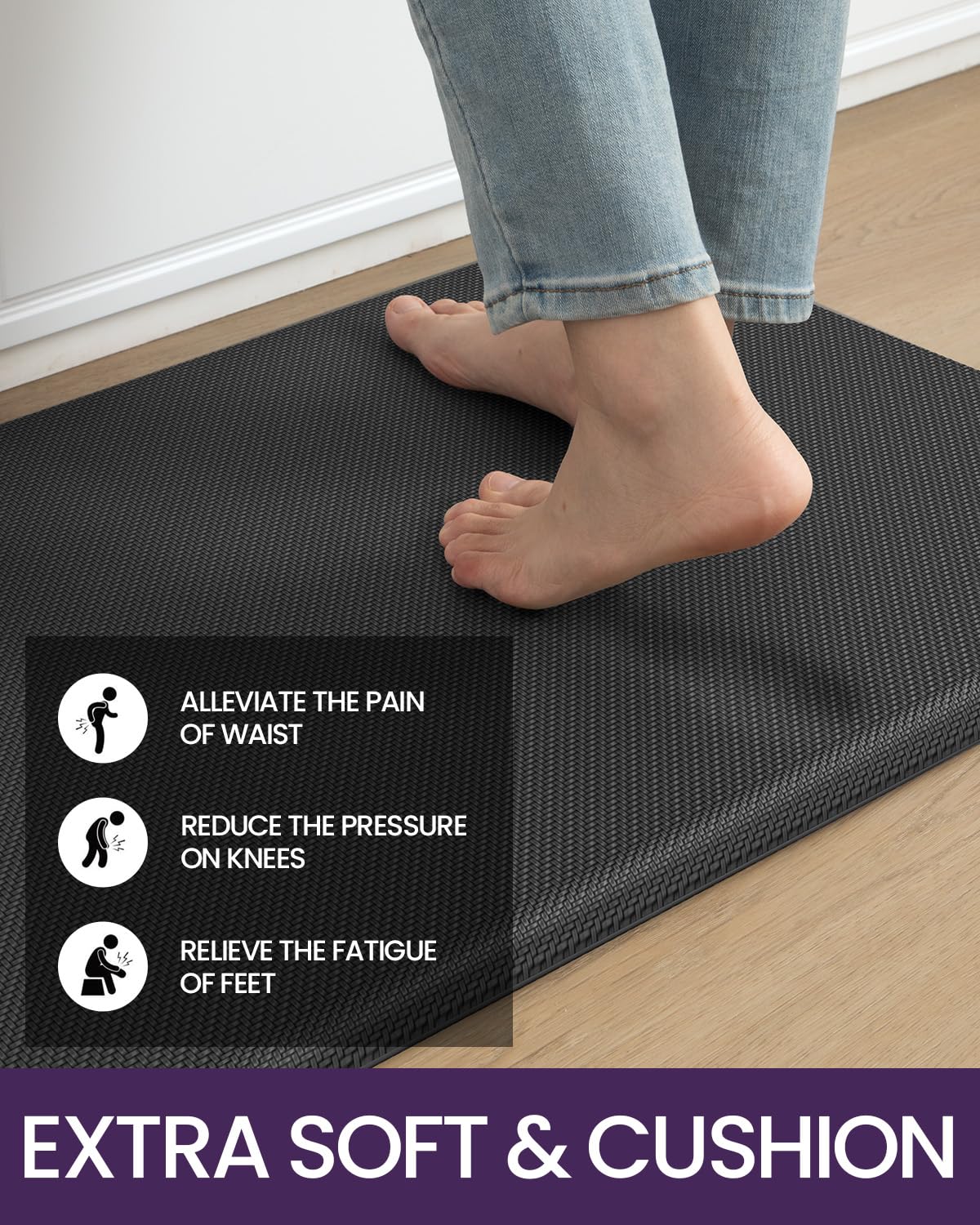 Dexi Kitchen Mat Cushioned Anti Fatigue, Non Slip Waterproof Comfort Standing Floor Rug For Kitchen, Office, Sink, Laundry, 39X2