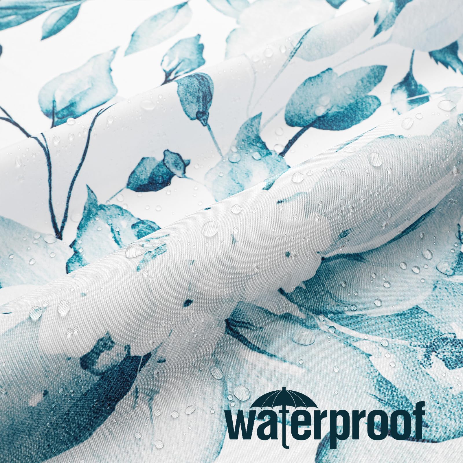 Gibelle Spa Blue Eucalyptus Shower Curtain, Watercolor Plant Leaves With Floral Bathroom Shower Curtain Set With Hooks, 72X72