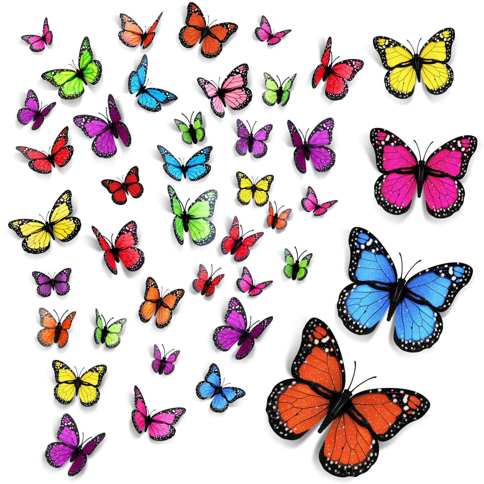 4 Size Monarch Butterfly Decor Halloween Wall Decor Artificial Magnetic Monarch Butterfly Decor 3D Monarch Butterfly Wall Decal