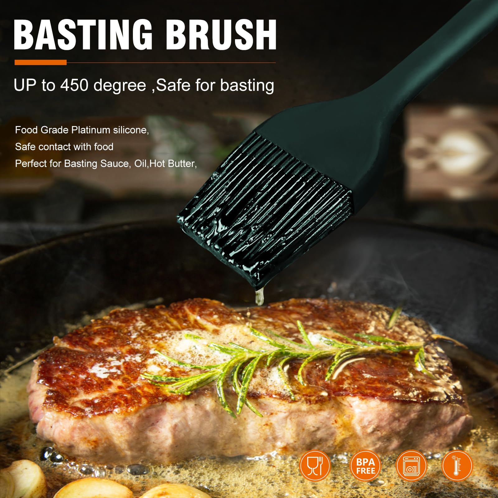 Walfos Silicone Basting Pastry Brush  2 Size (Large and Small) Pastry Brush Set  Perfect for BBQ Grill Kitchen Cooking  BPA Free and Dishwasher Safe  2 Pcs (Ink Green)