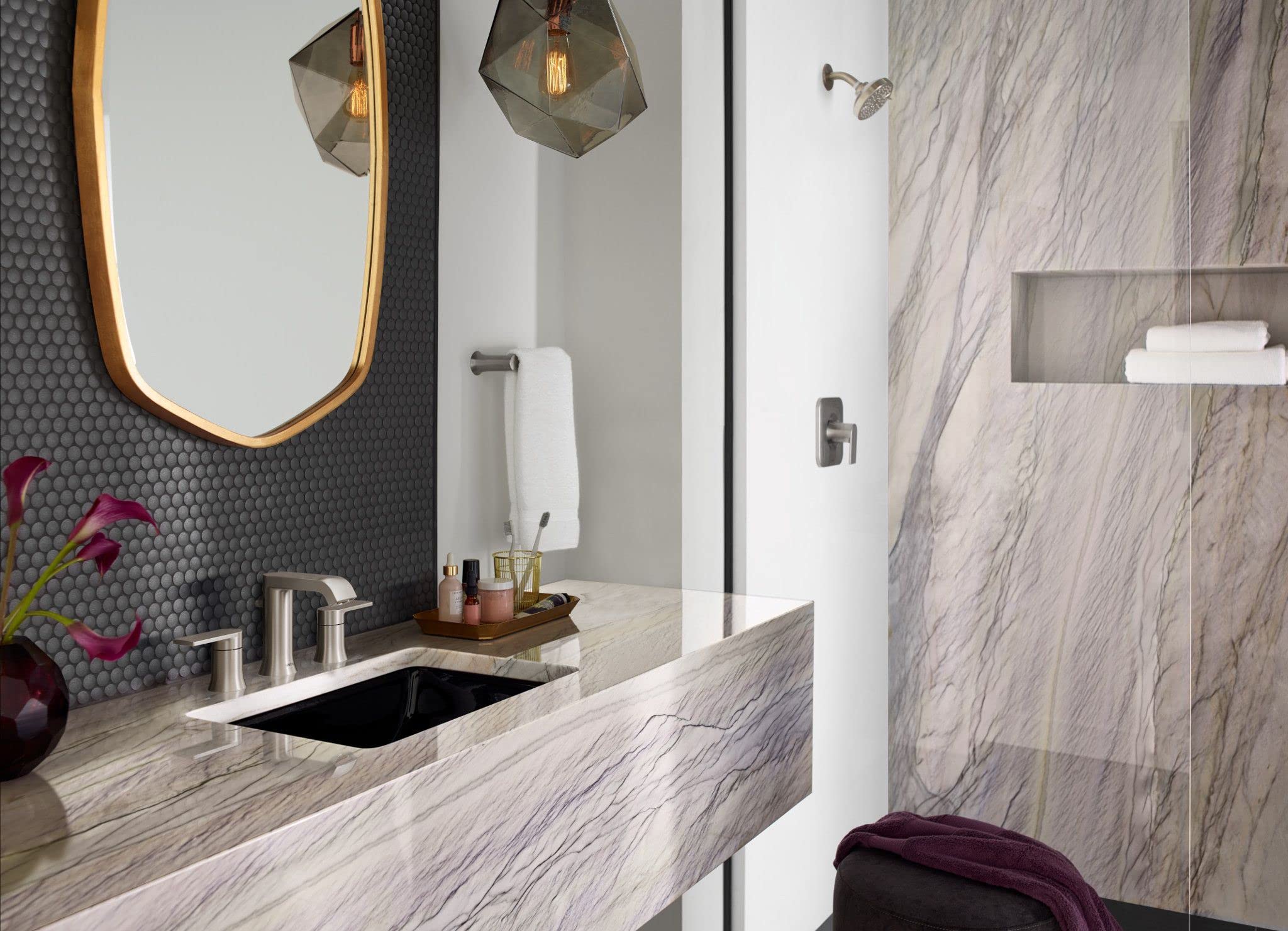 Moen Genta LX Brushed Nickel Modern 6.8-Inch Length Hand-Towel Bar  Wall Mounted Towel Hanger for Bathroom or Kitchen  BH3886BN