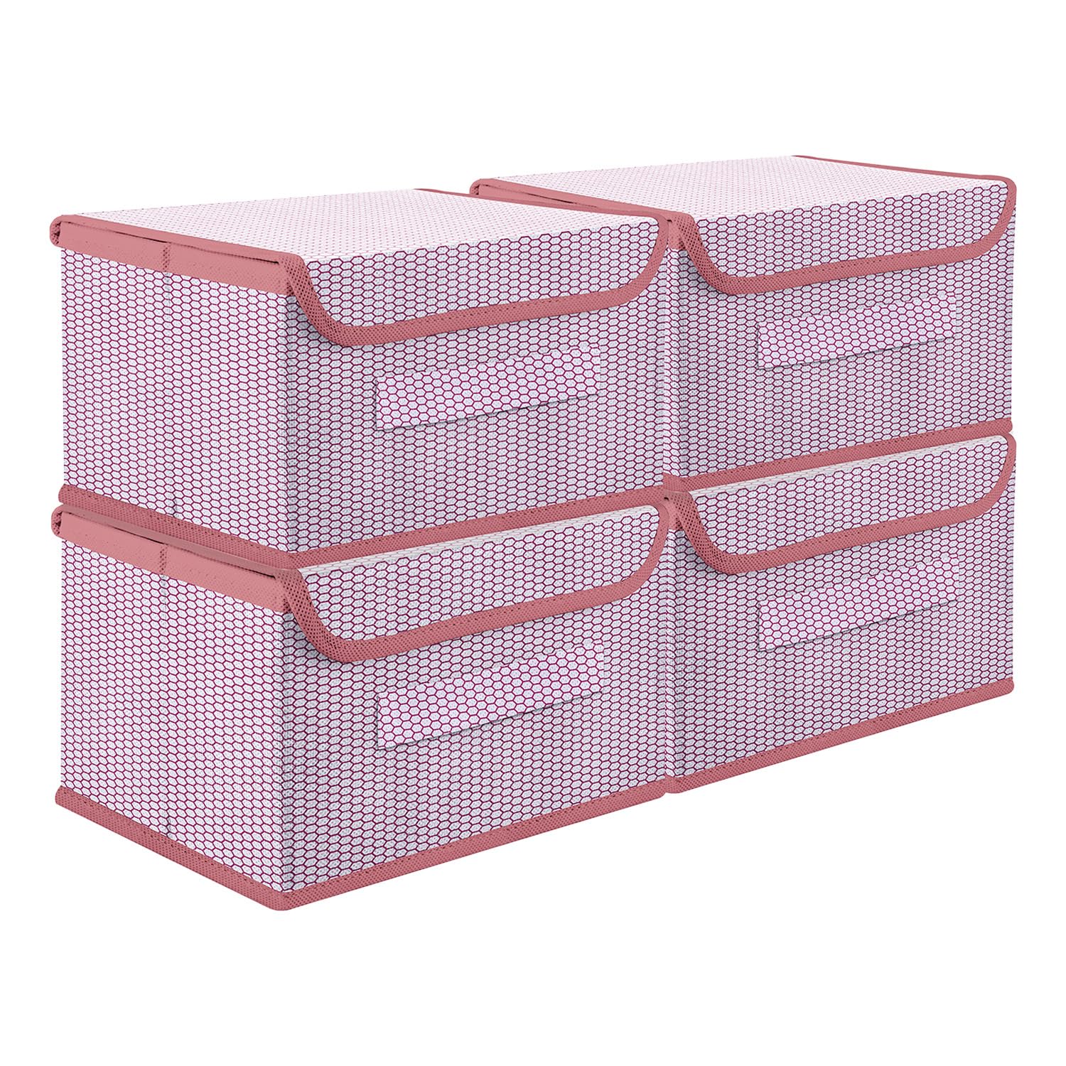 Kuber Industries Drawer Storage Box | Zig Zag Dhakkan Storage Box | NonWoven Clothes Organizer For Toys | Storage Box With Hand