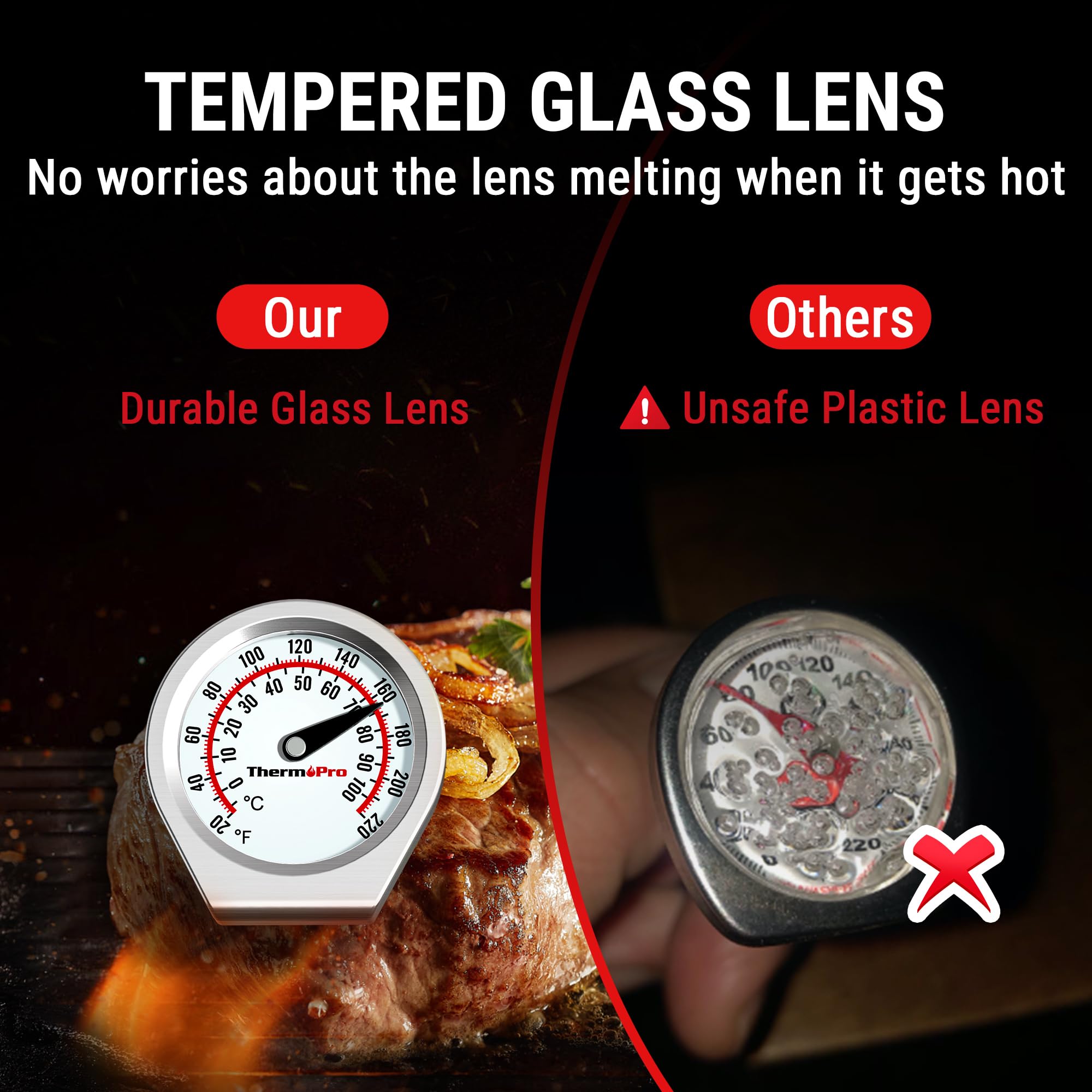 Thermopro Dial Instant Read Meat Thermometer For Cooking, Grill Food Thermometer With Glass Lens, Portable Kitchen Thermometer W