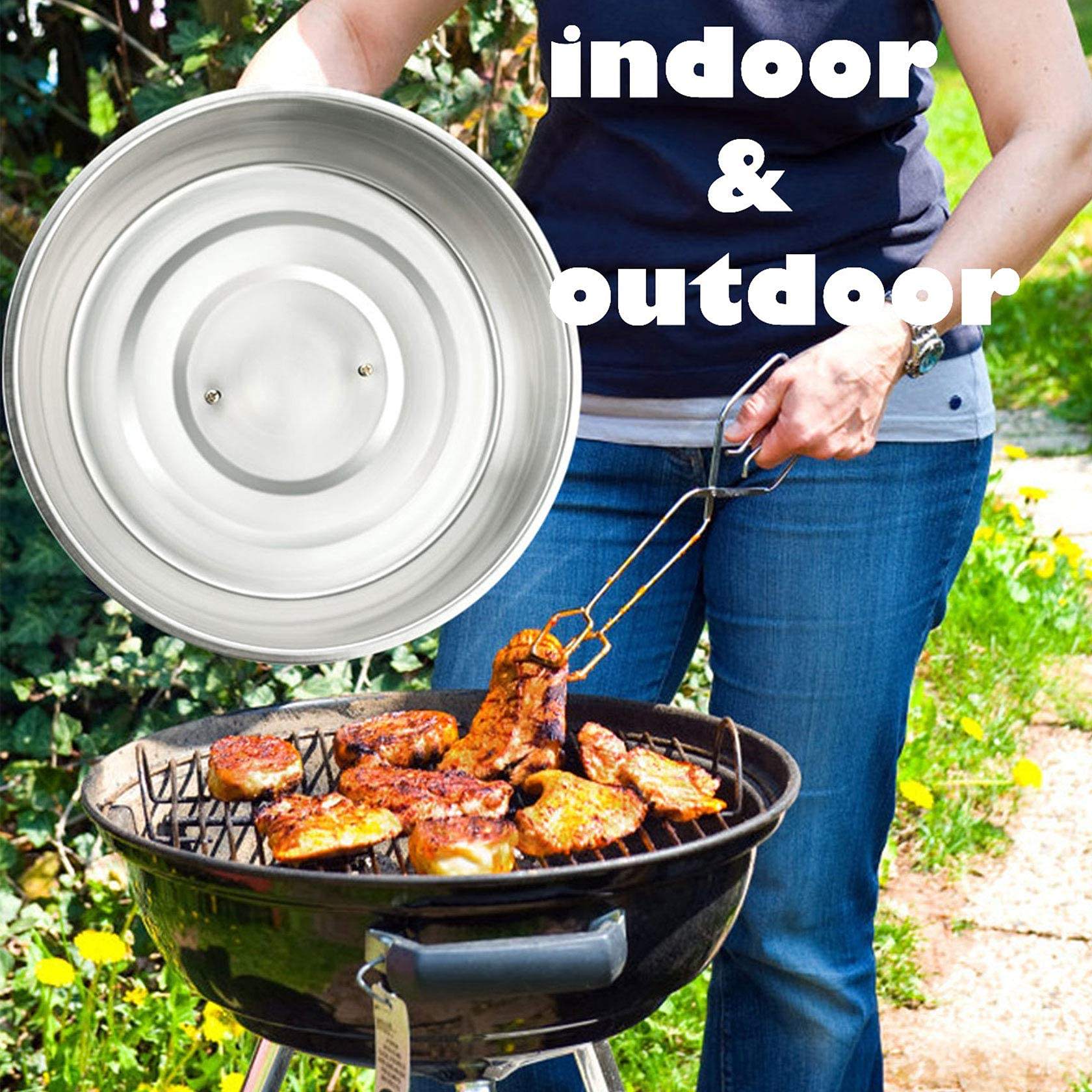 Leonyo 12'' Cheese Melting Dome  Metal Steam Basting Cover for Griddle Grill  Stainless Steel Griddle Accessories for BBQ Flat Top Kitchen Cooking Hamburger  Dishwasher Safe  Heat Proof Handle