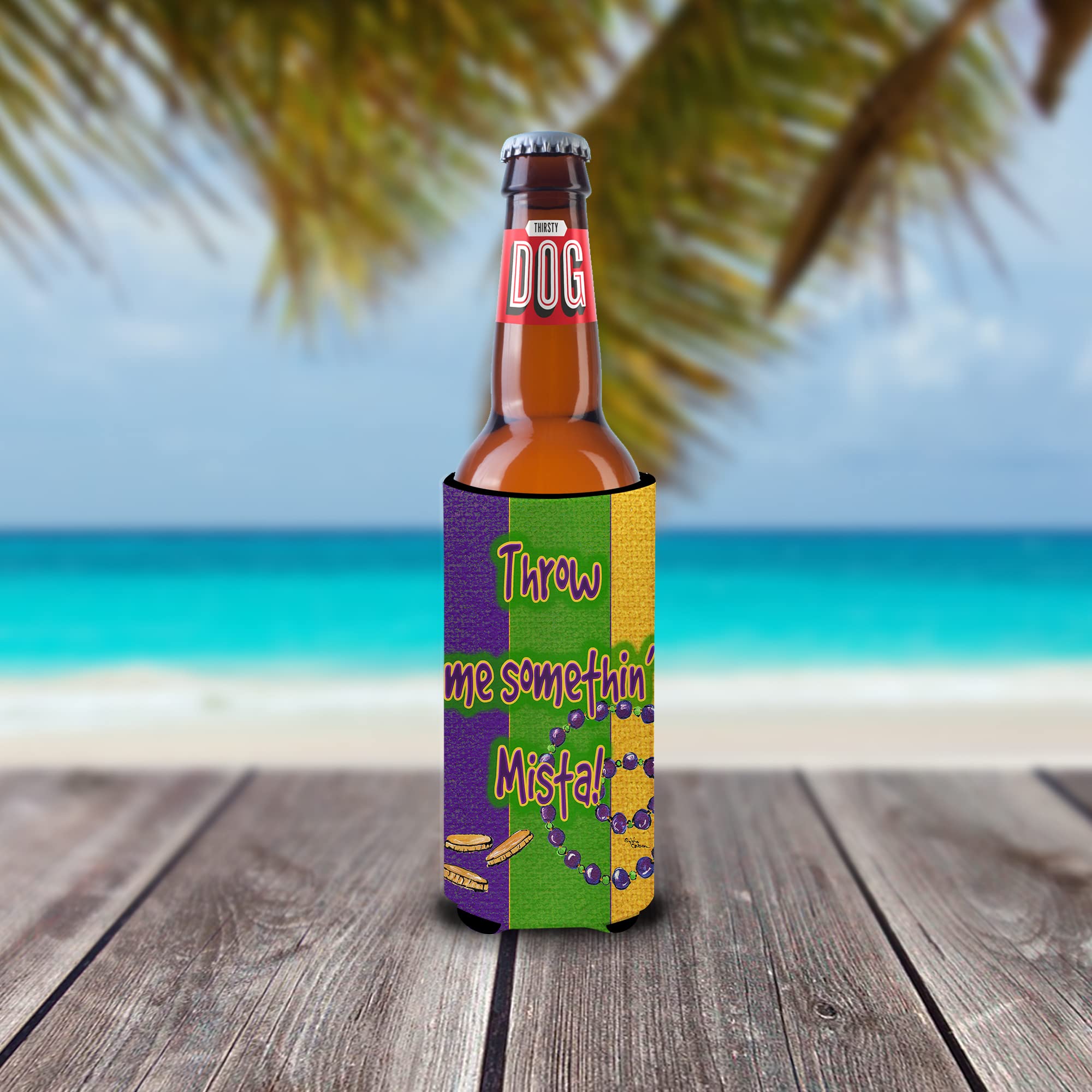 Mardi Gras Throw me something mister Ultra Beverage Insulators for slim cans 8375MUK