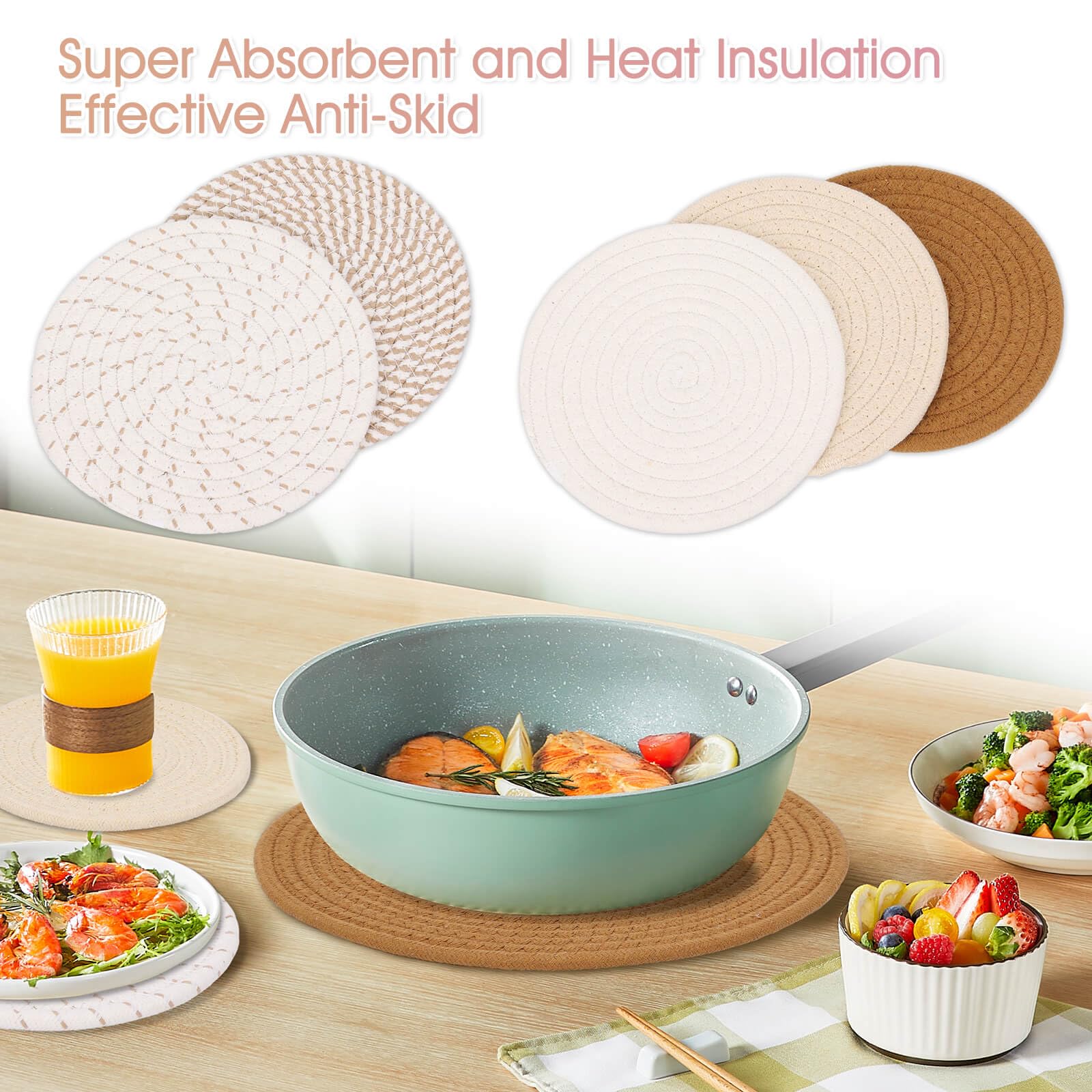 Billbotk Trivets For Hot Pots And Pans, 6 Pieces Boho Rivets For Hot Dishes, Pot Holders For Kitchen, Hot Pads For Countertops,