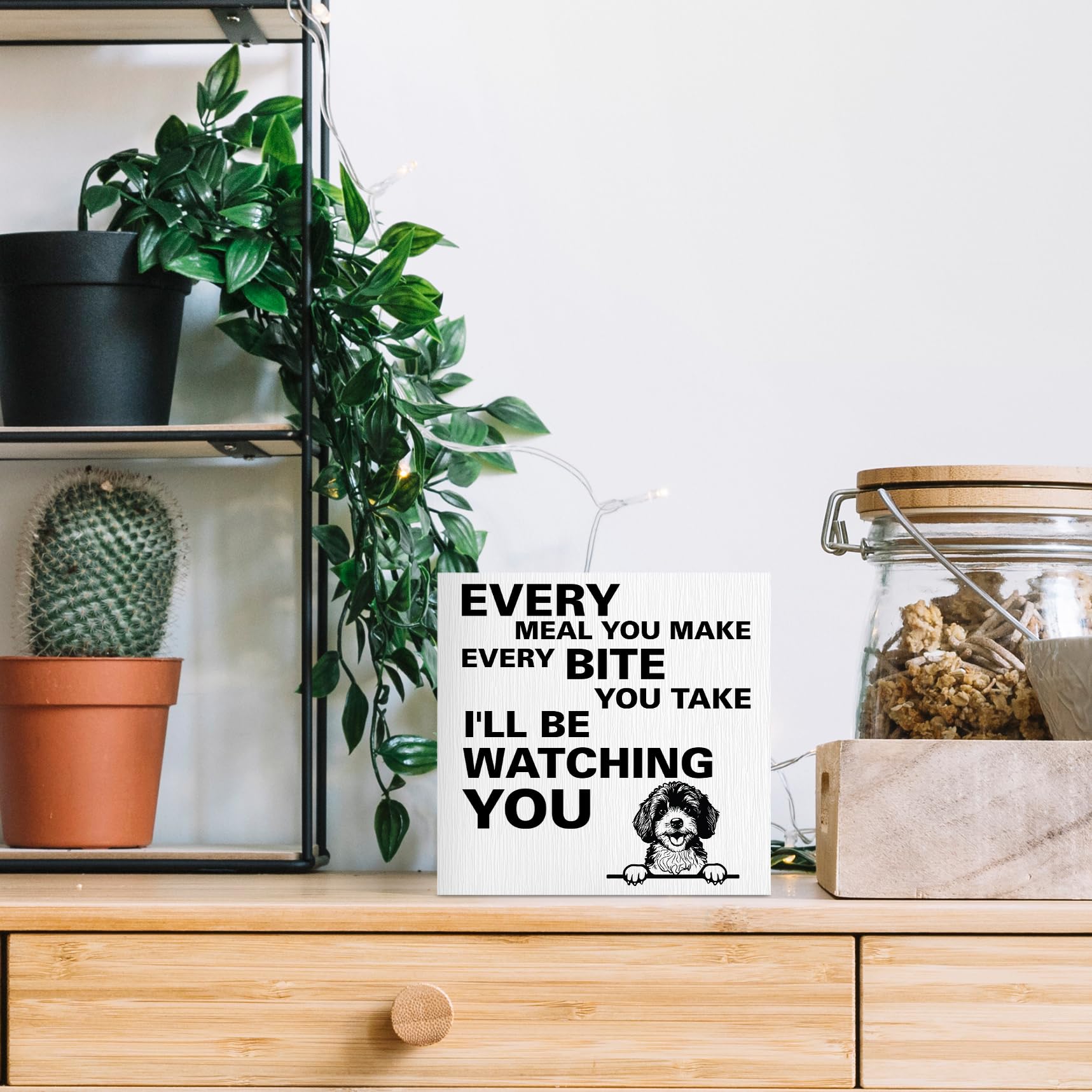 ANIANG Every Meal You Make Every Bite You Take Wooden Box Sign, Goldendoodle Gifts, Funny Kitchen Decor, Dog Decor, Dog Mom Gift