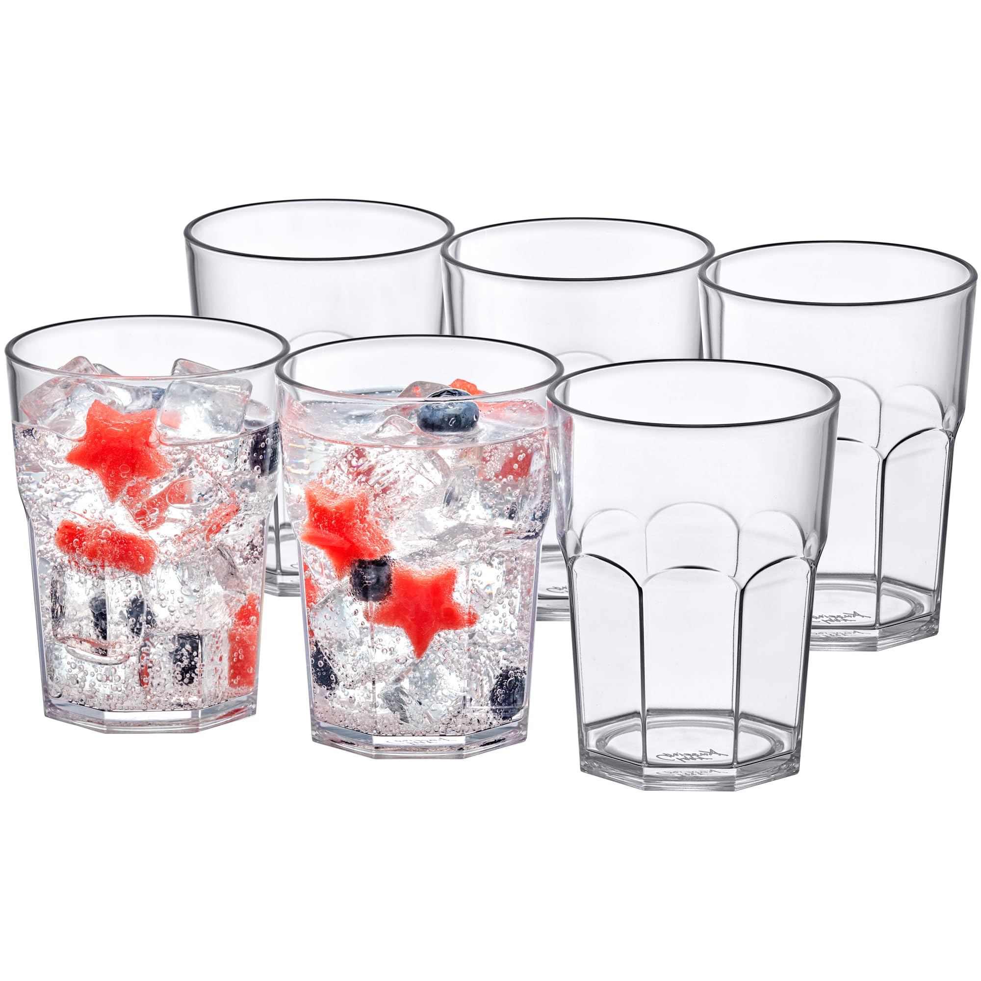 Amazing Abby - Affinity - 14-Ounce Plastic Tumblers (Set Of 6), Plastic Drinking Glasses, All-Clear Reusable Plastic Cups, Stack