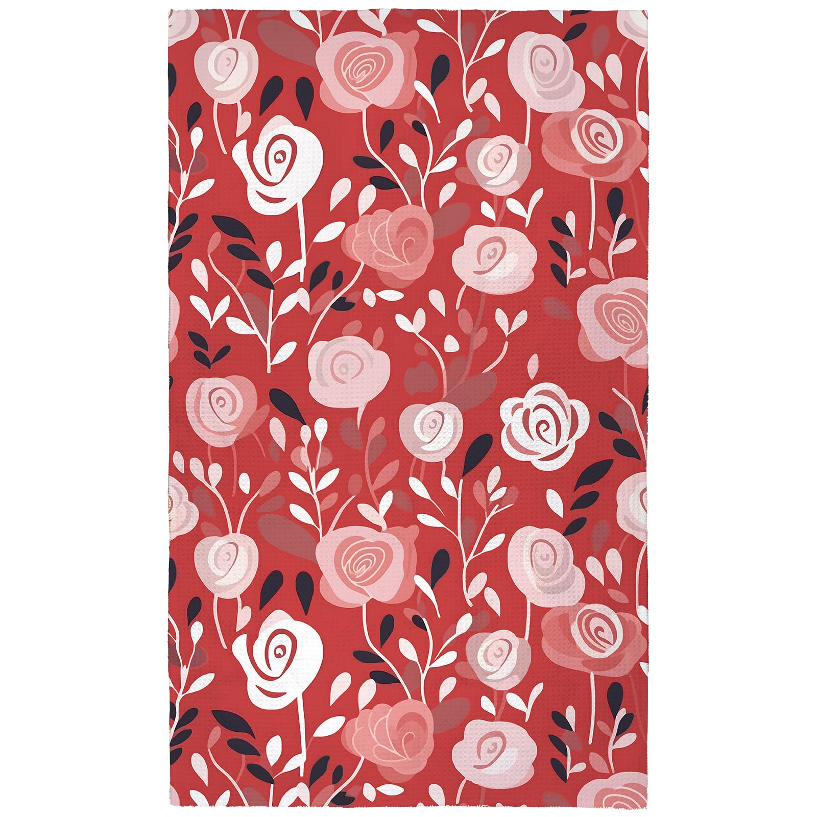 Eunzel Kitchen Tea Towel, Quick Dry Microfiber Dish Towels with Hanging Loop for Kitchen Drying 18 x 30, Rose