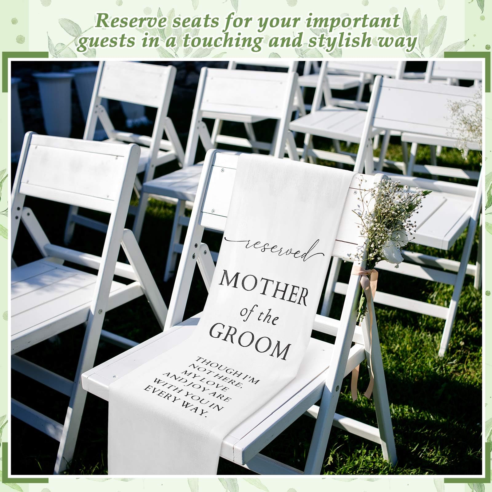 HunnmingRe Mother of the Groom Wedding Memorial Reserved Chair Sign Banner in Loving Memory of Parents Celebrating from Heaven W
