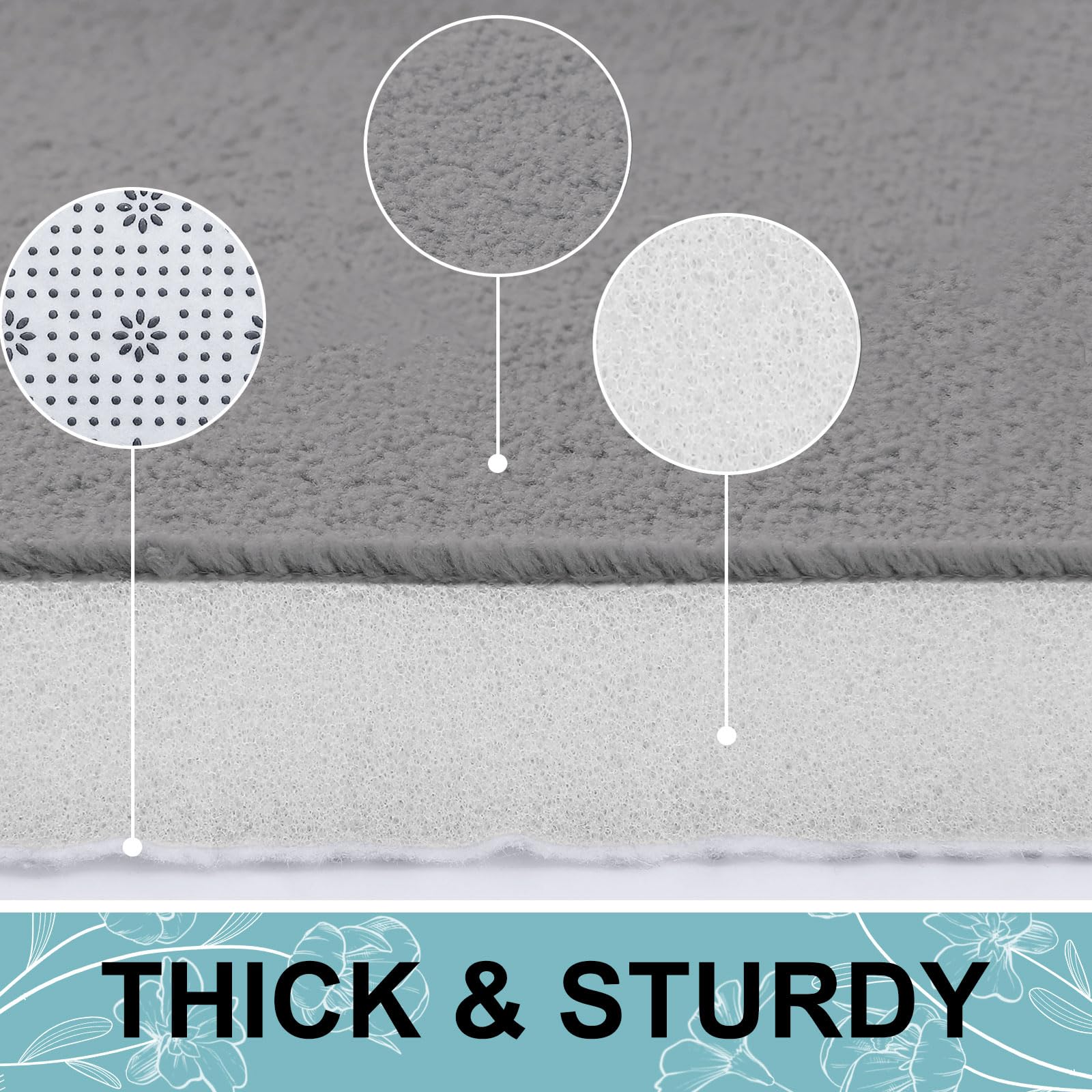 Smiry Memory Foam U-Shaped Toilet Bathroom Rugs 24'' X 20'', Extra Soft Absorbent Non-Slip Contoured Rugs, Machine Washable Cont