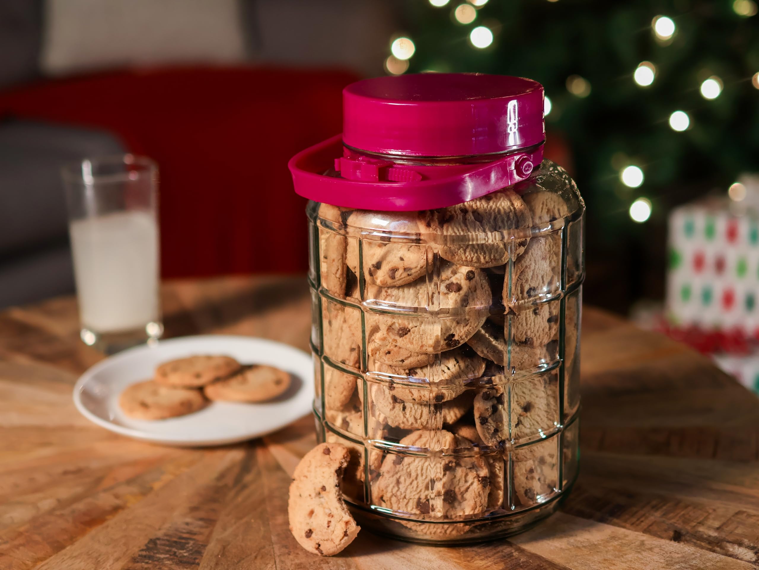 7Penn 1 Gallon Glass Jar With Lid 2 Pack - Wide Mouth Giant Glass Barrel Jar For Pickles, Cookies, And Candy - Airtight Seal Wit