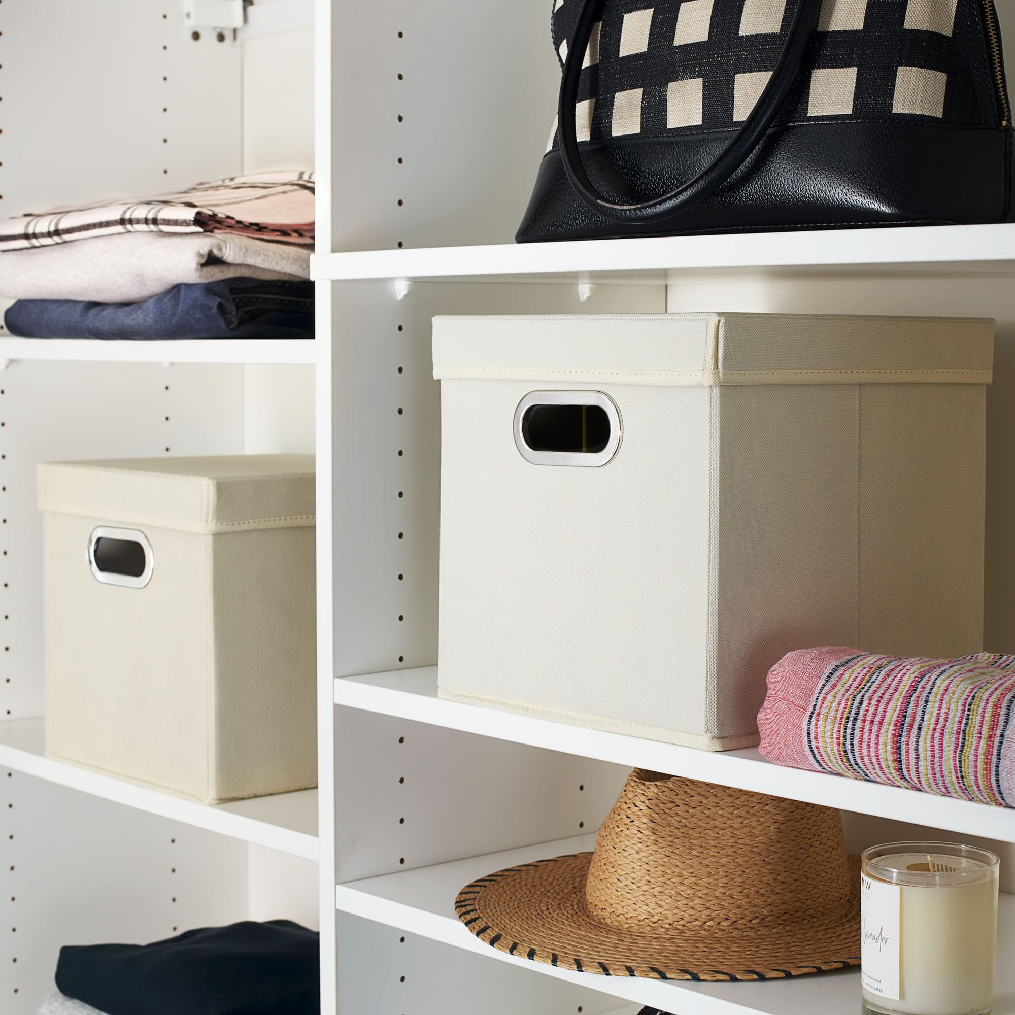 Household Essentials 39-1 Decorative Storage Cube Set With Removable Lids | Natural | 2-Pack