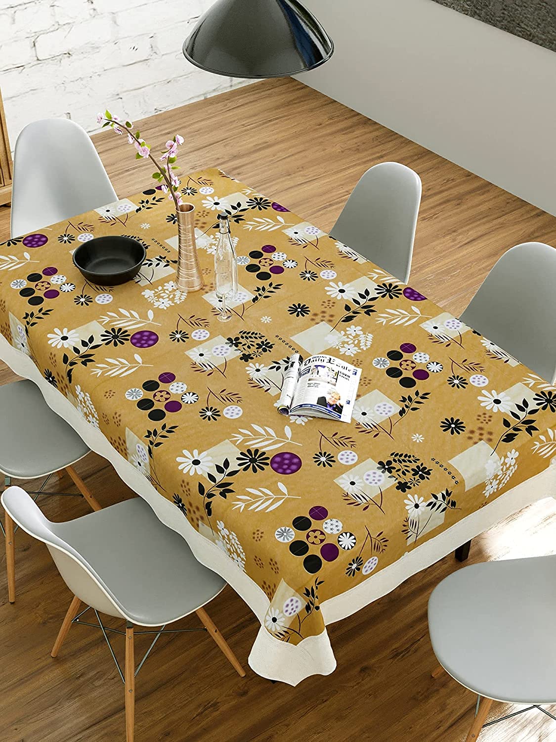 CASANEST Thick PVC 1012 Seater Dining Table Cover, Size60x120 Inch(Width x Length) Waterproof Table Cover printed005