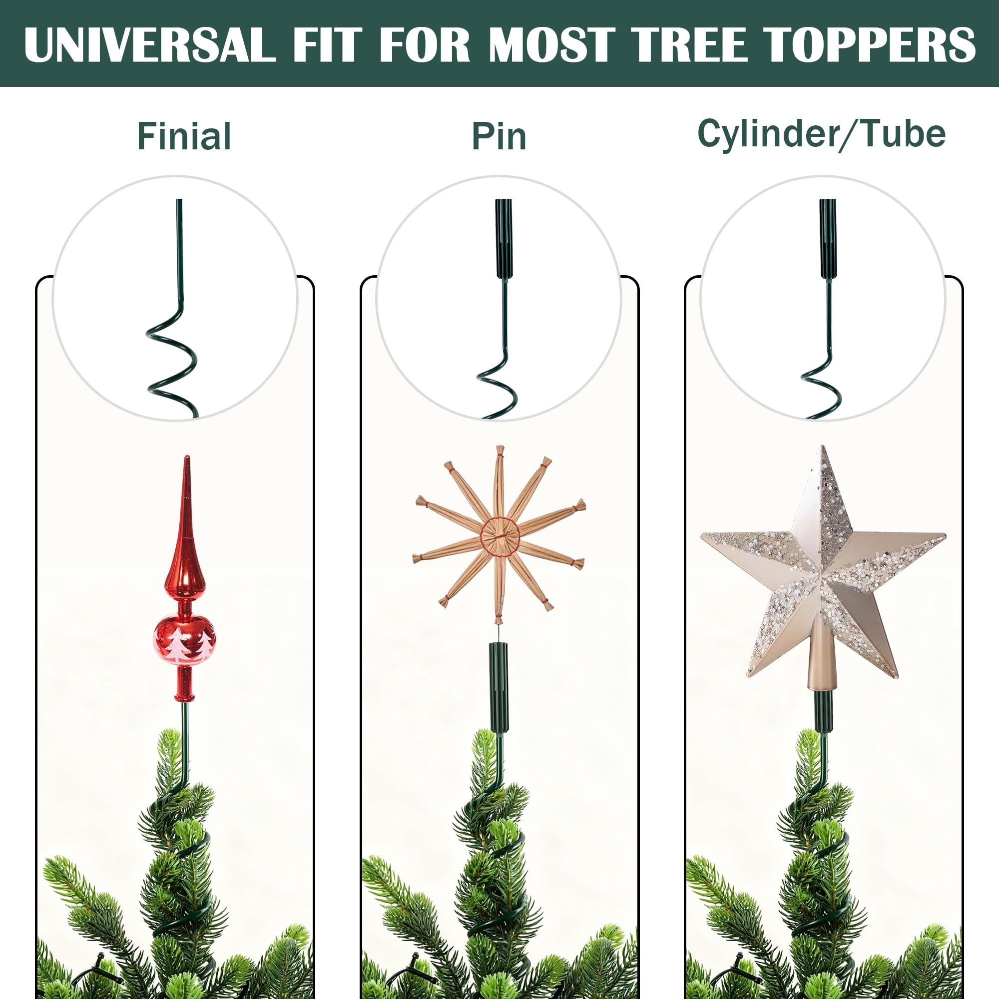 FORUP Christmas Tree Topper Holder, Versatile 3-in-1 Tree Topper Stabilizer for Most Treetop Ornaments, Fits Tree Center Poles u