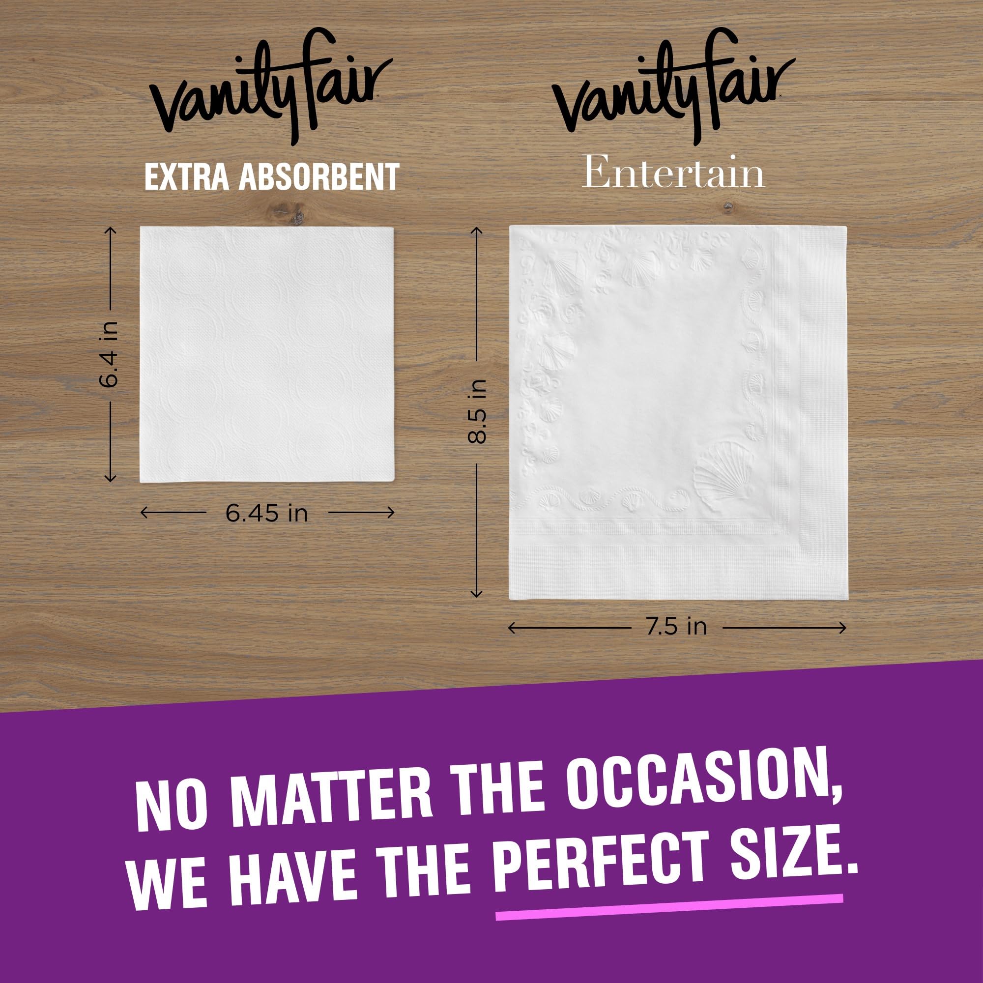 Vanity Fair Extra Absorbent Premium Paper Napkins, 80 Count, Disposable Napkins Made Soft And Strong For Messy Meals And Everyda