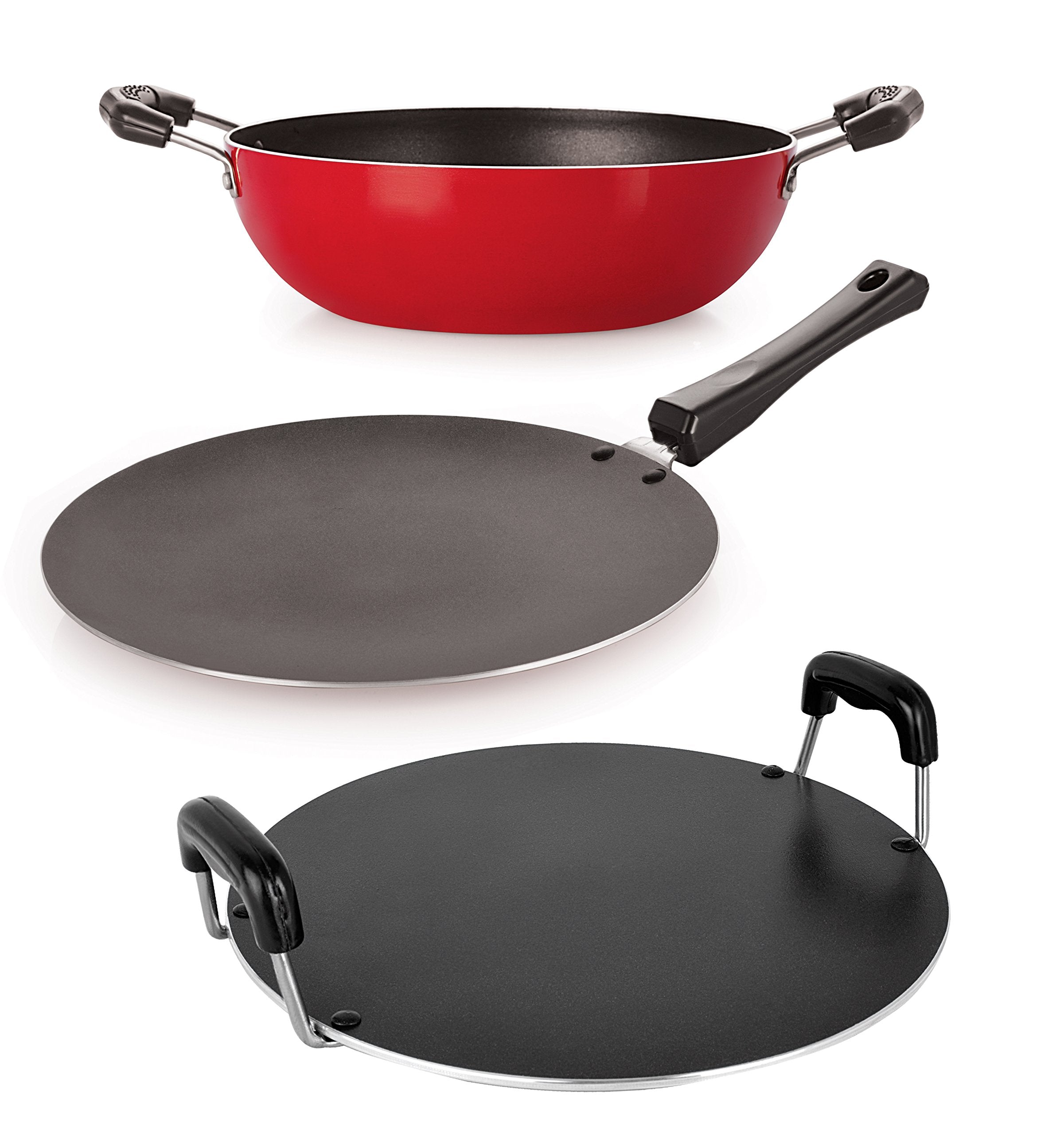 Nirlon NonStick Cookware Combo Set With Bakelite Handle For Superior Grip