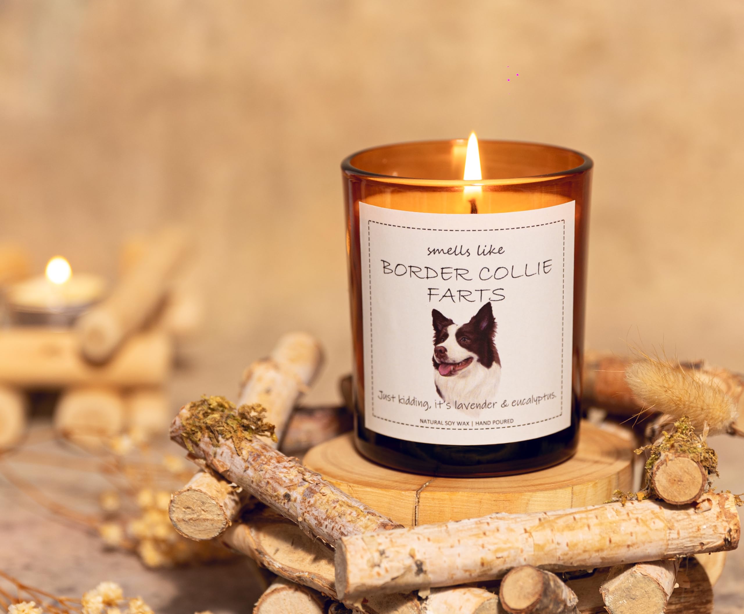 Border Collie Gifts & Decor, Dog Mom Gifts for Women, Smells Like Border Collie Farts Candle - Lavender & Eucalyptus, Crafted by